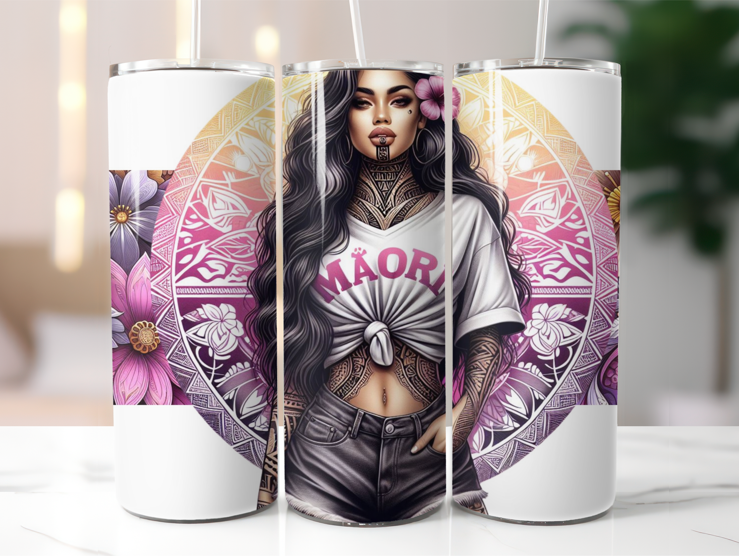 Flower māori tumbler