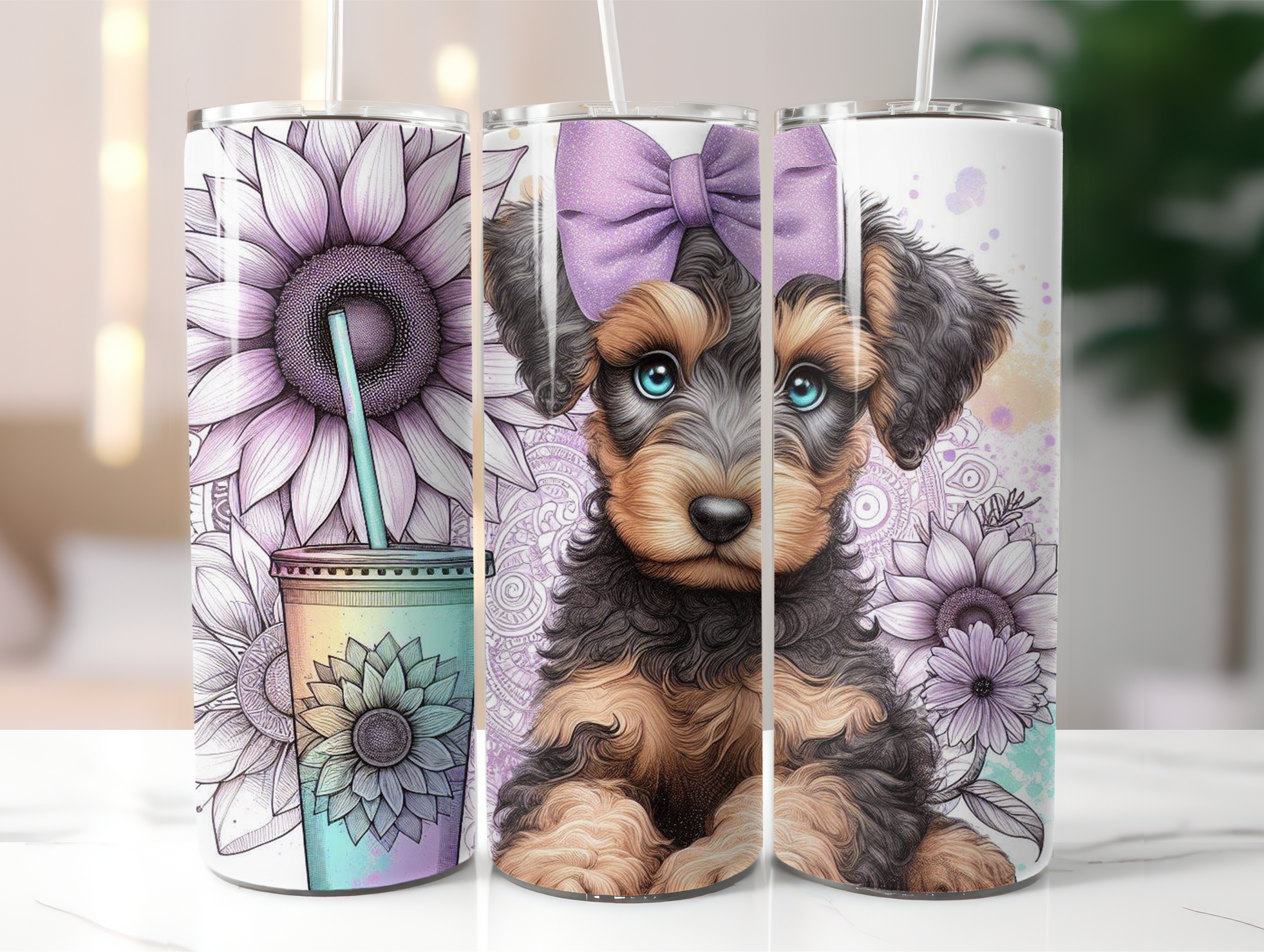Purple airedale dog tumbler