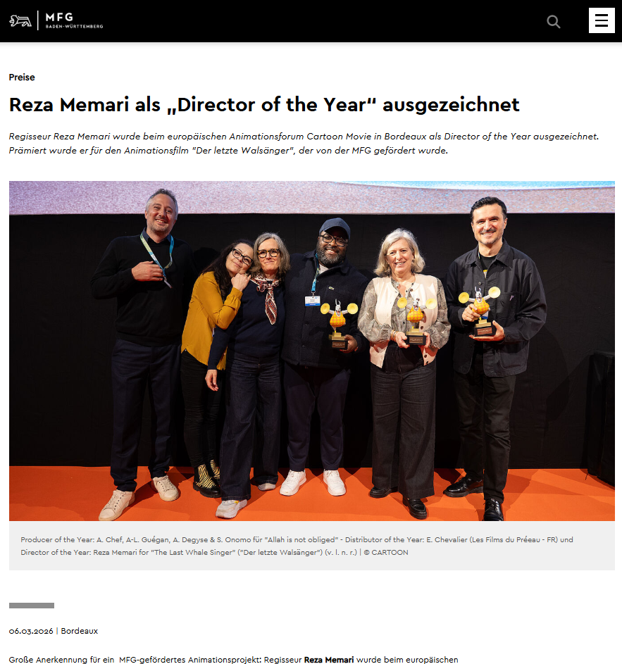 Reza Memari als „Director of the Year“ ausgezeichnet