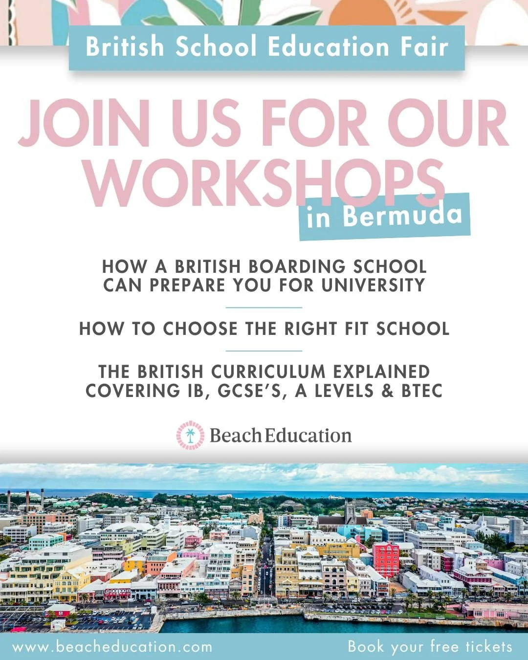 📚 NEW for 2025! This year&rsquo;s Beach Education Fair in Bermuda will feature FREE workshops open to everyone 🎉

Here&rsquo;s what we&rsquo;ll be covering:
✨ How a British boarding school can prepare you for university
✨ How to choose the right-fi