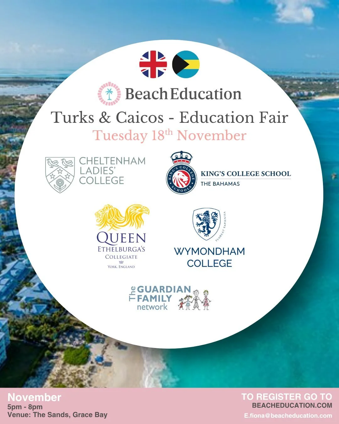Join us in 🇹🇨 Turks & Caicos for an evening of educational insight and personal connections at our Beach Education Fair:
📍 The Sands, Grace Bay
🗓 Tuesday 18th November 2025
Meet top UK boarding schools and speak directly with admissions tea
