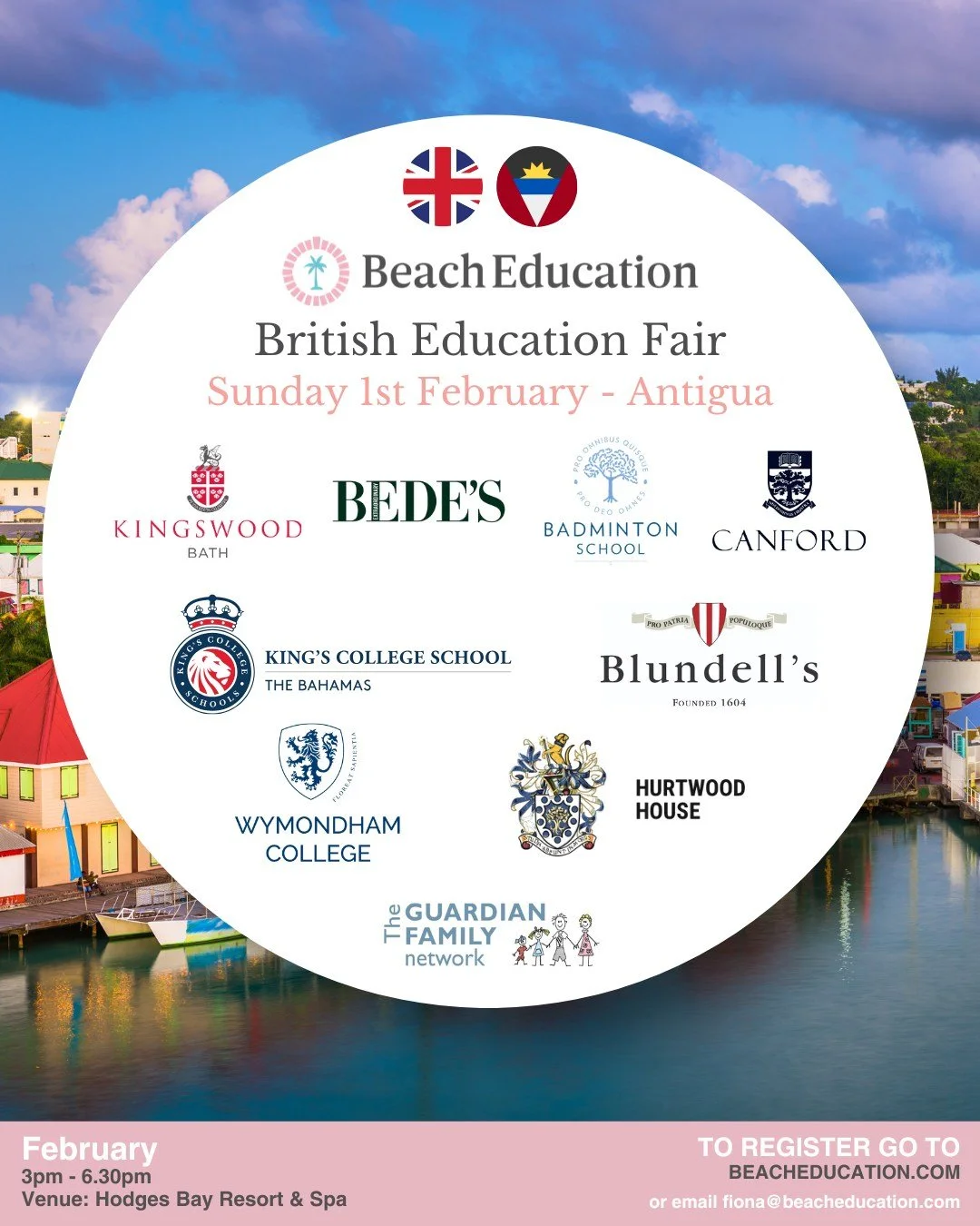 🌴 Calling all families in Antigua! 

We&rsquo;re bringing some of the UK&rsquo;s top schools and King's College Bahamas, straight to you! Join us for the Beach Education Fair on Sunday 1st February at the stunning Hodges Bay Resort &amp; Spa 

Come 