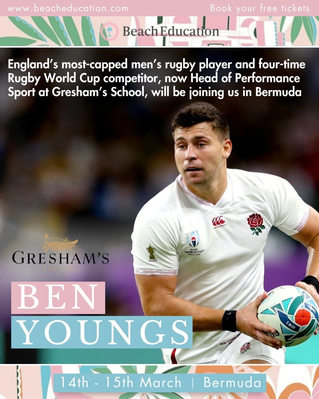 🏉 We&rsquo;re thrilled to welcome Ben Youngs to Bermuda on 14th&ndash;15th March 🇧🇲

England&rsquo;s most-capped men&rsquo;s rugby player and four-time Rugby World Cup competitor, Ben is now Head of Performance Sport at @greshams_school, leading t