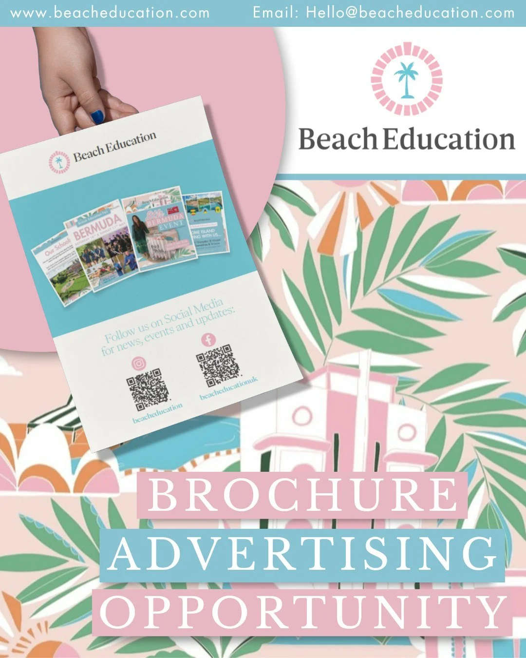 Looking to promote your school or business to families across the Caribbean and Bermuda?

Our Beach Education brochures are distributed both digitally and in print, offering a fantastic opportunity to showcase your brand to a highly targeted audience