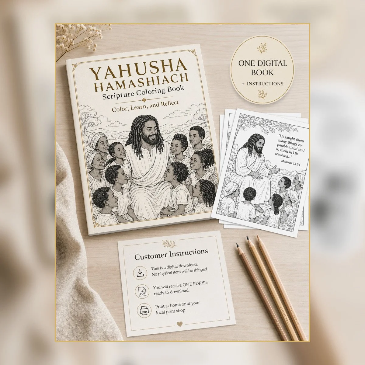 YAHUSHA HA'MASHIACH printable Scripture Coloring Book