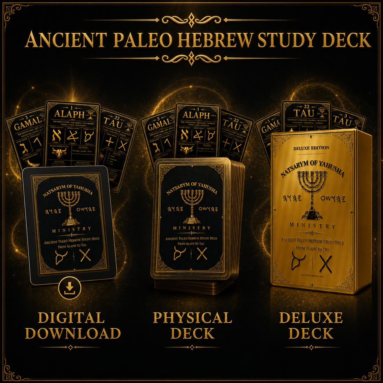 Ancient Paleo Hebrew Study Deck: digital download, physical deck, and deluxe deck