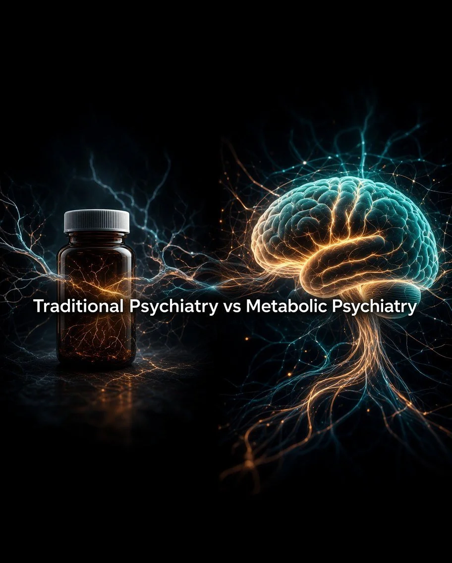 Traditional psychiatry: Diagnose &rarr; prescribe SSRI &rarr; manage symptoms.

Metabolic psychiatry: Find the actual drivers &rarr; correct them &rarr; restore function.

Here&rsquo;s the part almost no one says out loud:

SSRIs do not touch:
&bull;