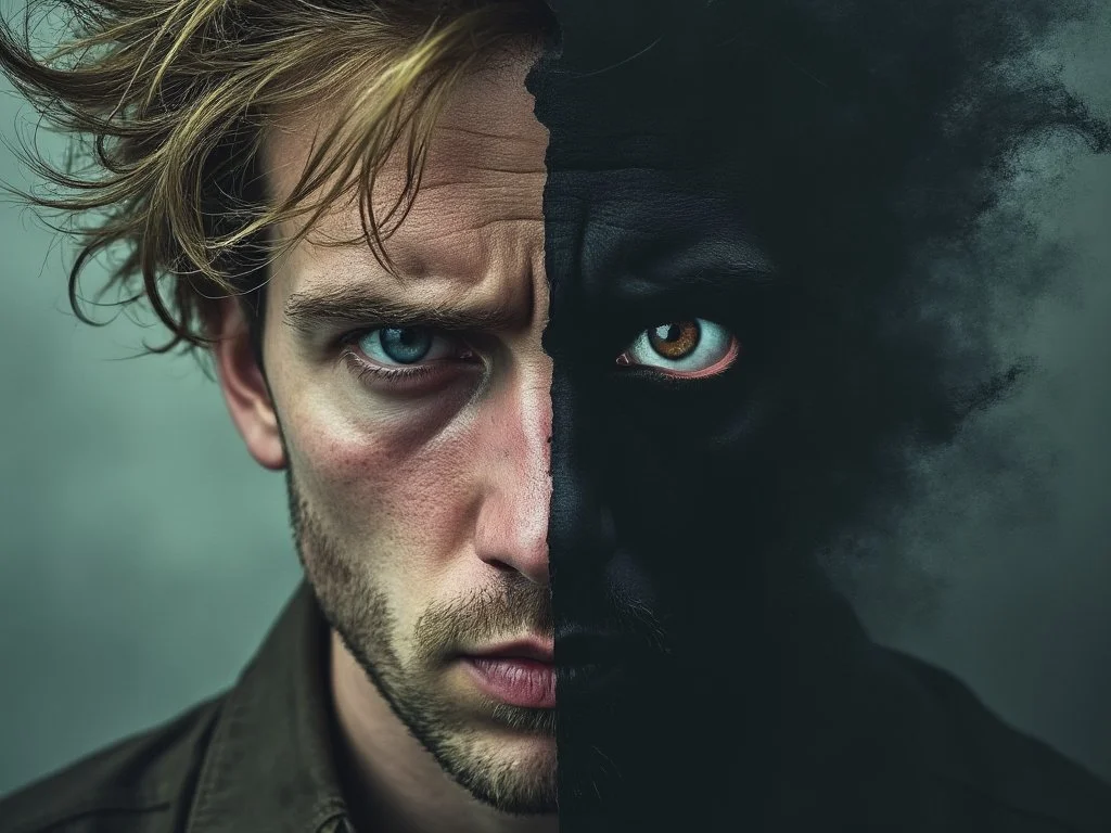 Man with bipolar disorder concept showing dual mood states – specialized concierge mental health treatment for bipolar disorder at Calderon Medicine Concierge Mental Health