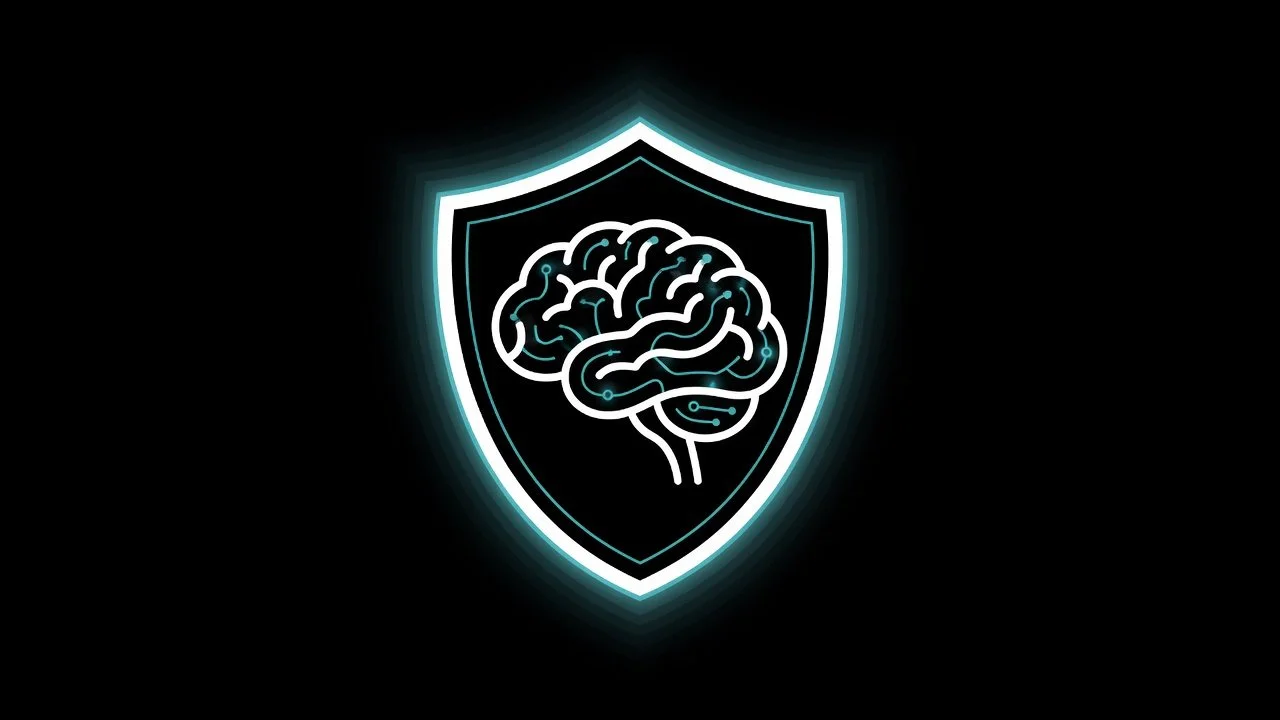 Brain protected by shield in cyan representing true peace of mind, 24-hour support and priority care with Iridium membership at Calderon Medicine Concierge Mental Health