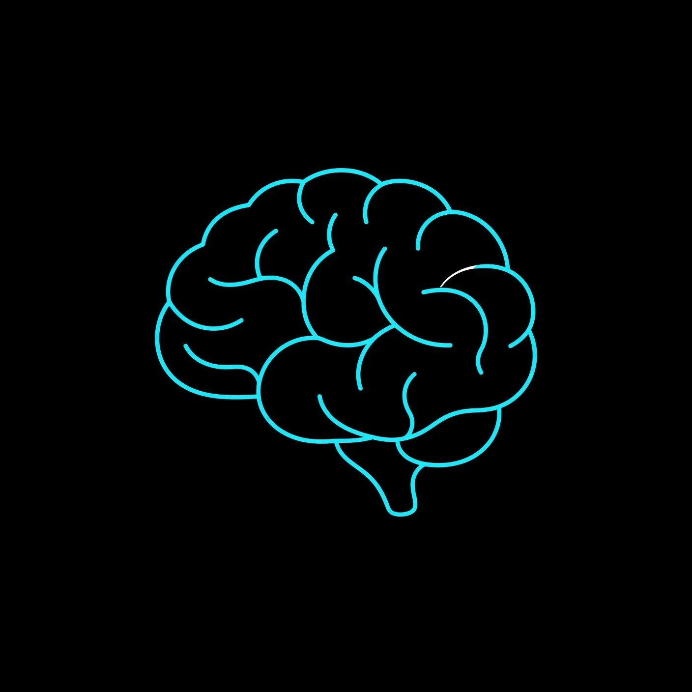 Calderon Medicine Concierge Mental Health mental wellbeing icon — cyan outlined brain on black
