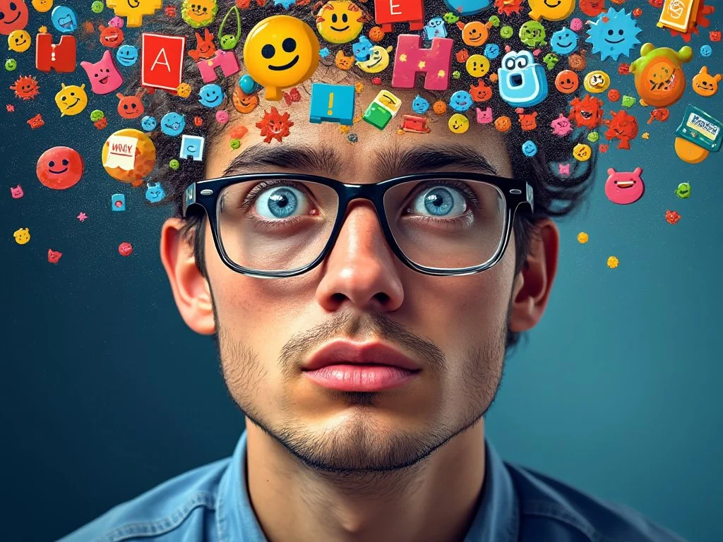 Man with ADHD concept showing racing thoughts and overwhelm – specialized concierge mental health treatment for ADHD at Calderon Medicine Concierge Mental Health