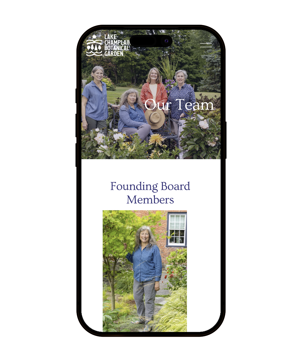 Team page on mobile phone