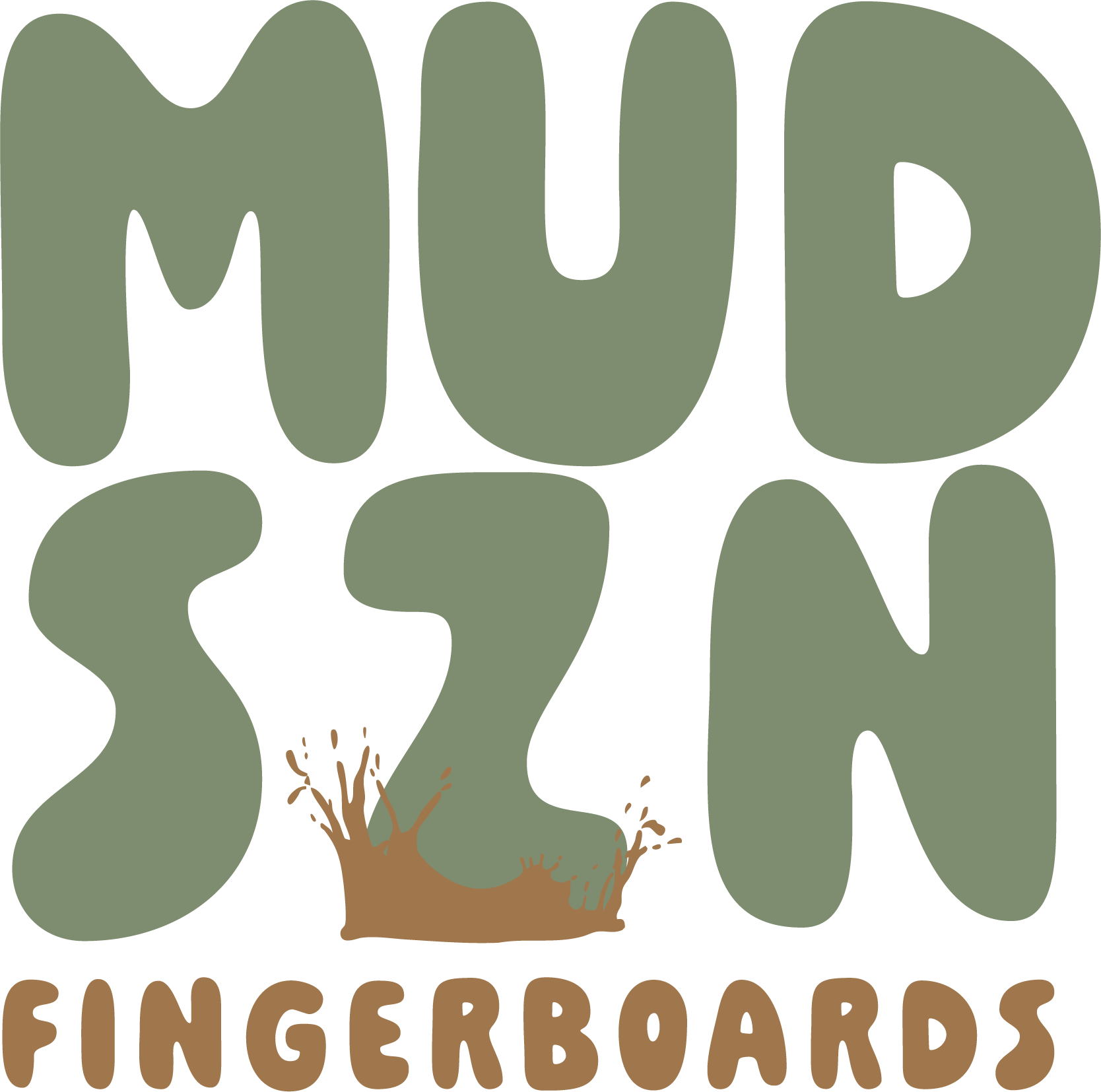 Mud splashing on the Z of Mud Szn Fingerboards lettering