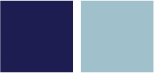 A black vertical line divides the image into two halves; one side is dark navy blue, and the other side is light blue.