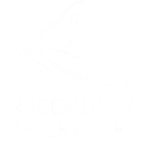 Logo of Green Bank Observatory with a stylized telescope icon and text.