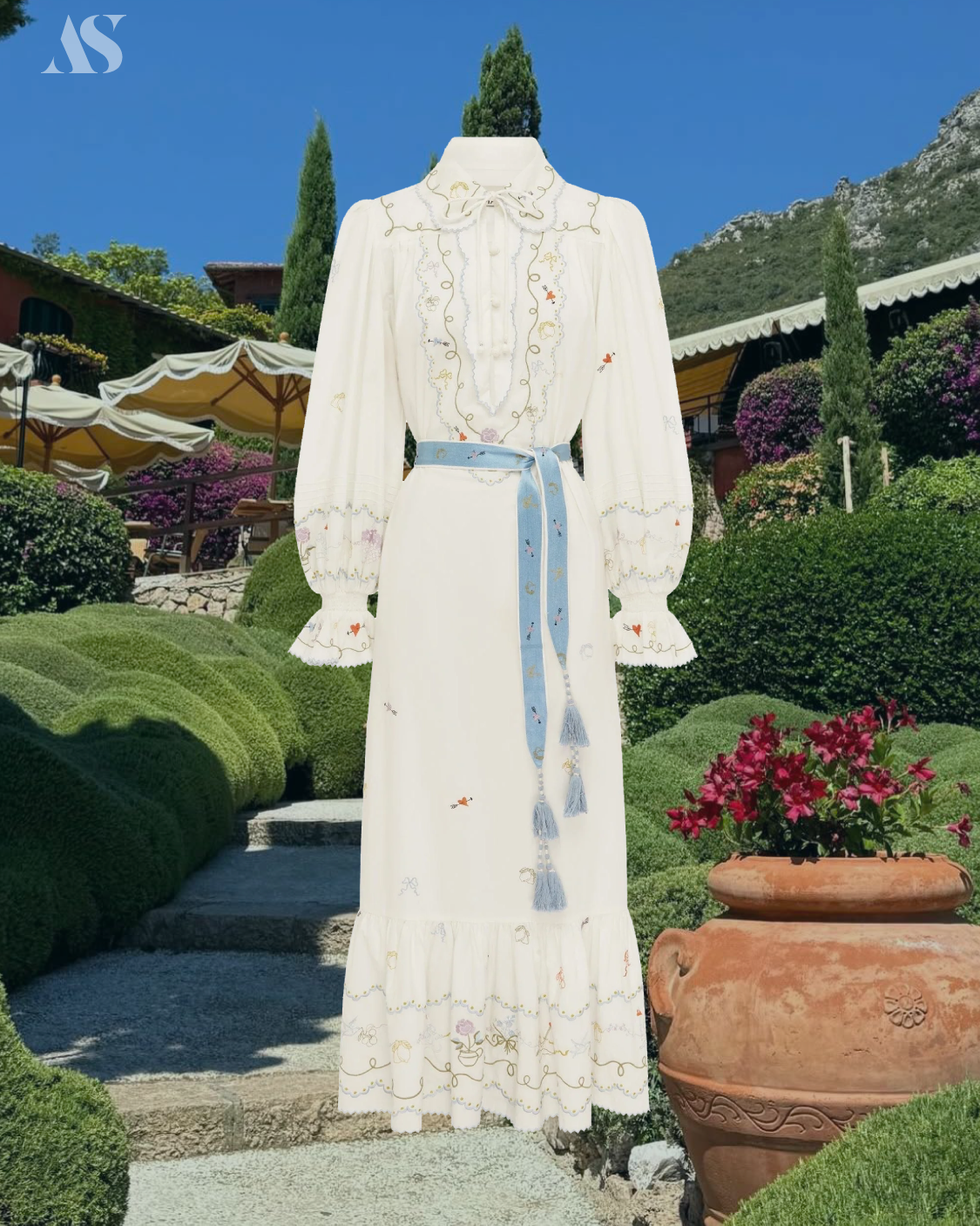 Glady Cotton Long Sleeve Midi Dress