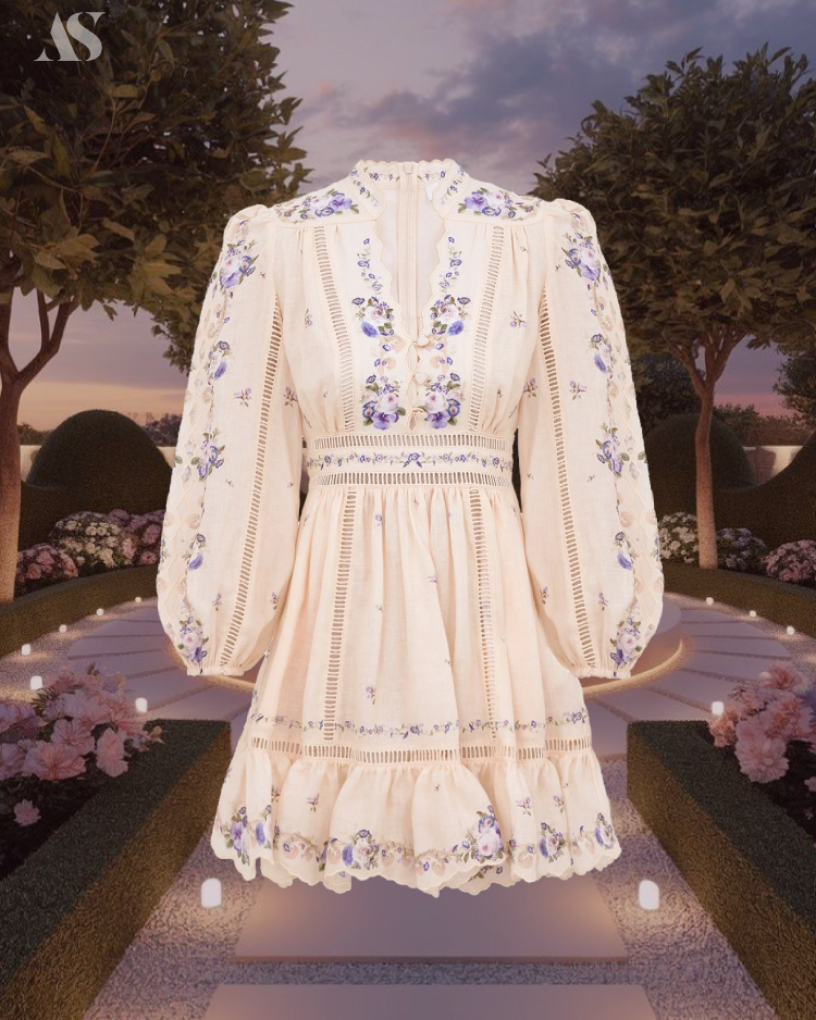 Grace Linen Long Sleeve Mini Dress