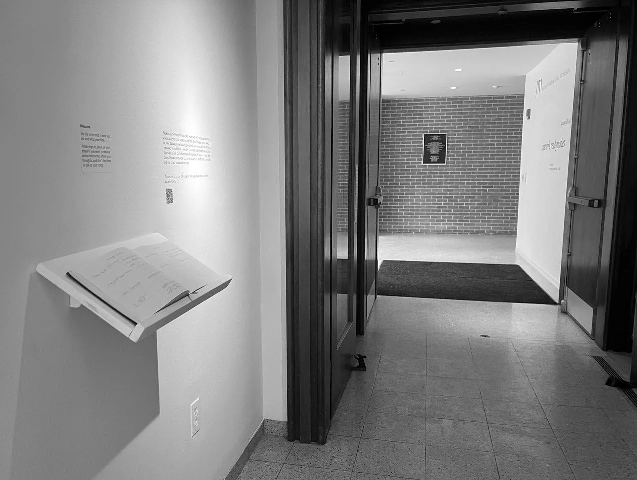 Do you know that we sell Brackets for Museums, galleries and displays? 

Here are some images of our brackets used to display the visitor book for an art exhibition at the Elizabeth Myers Mitchell Art Museum at St. John&rsquo;s College in Annapolis, 