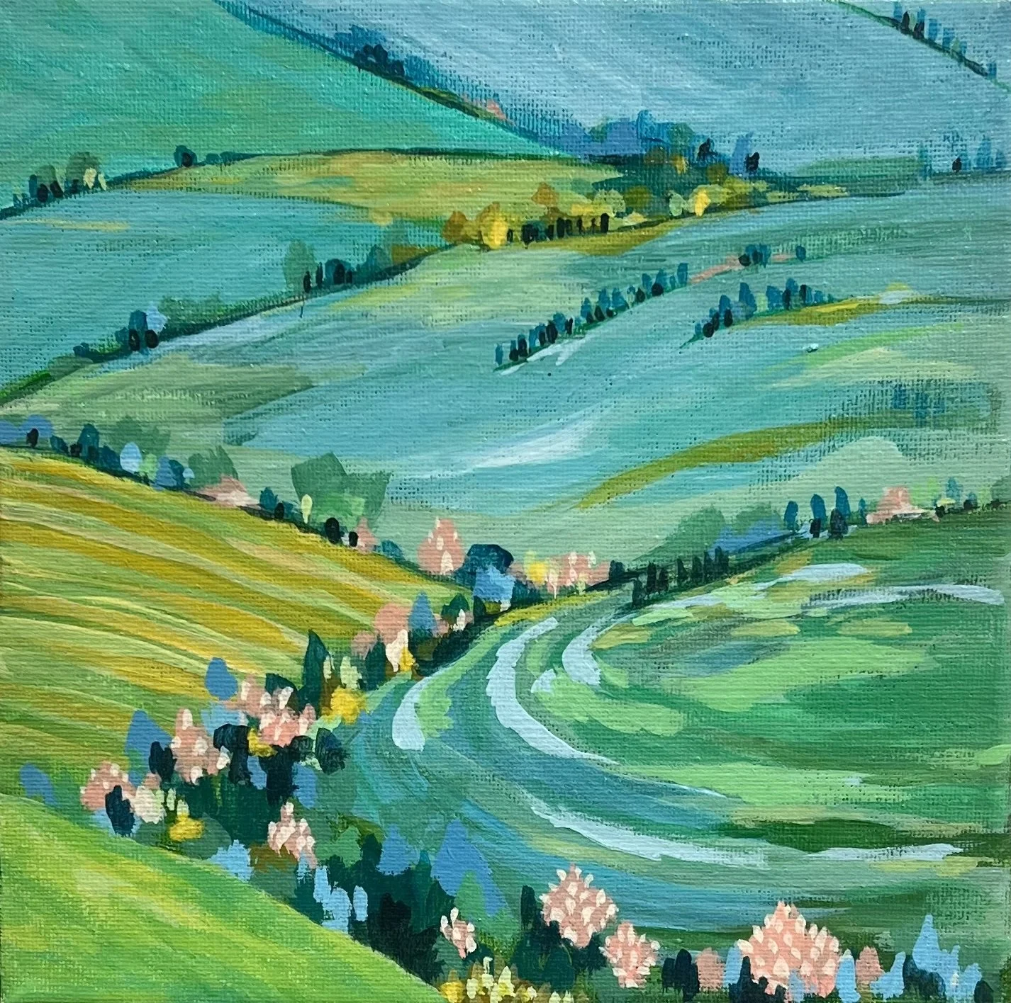 Fields of Moving Colour. Acrylic on canvas. 20 x 20 cm. 