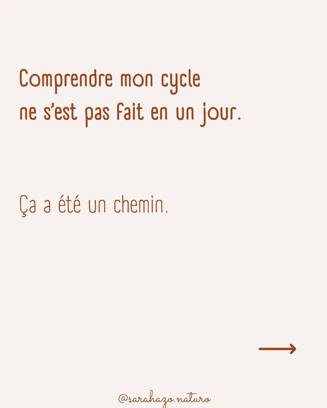 Comprendre mon cycle n&rsquo;est pas arriv&eacute; du jour au lendemain.

Il y a eu les lectures, les podcasts, les formations, les accompagnements&hellip;

puis le moment o&ugrave; j&rsquo;ai d&eacute;cid&eacute; de passer &agrave; la pratique et d&