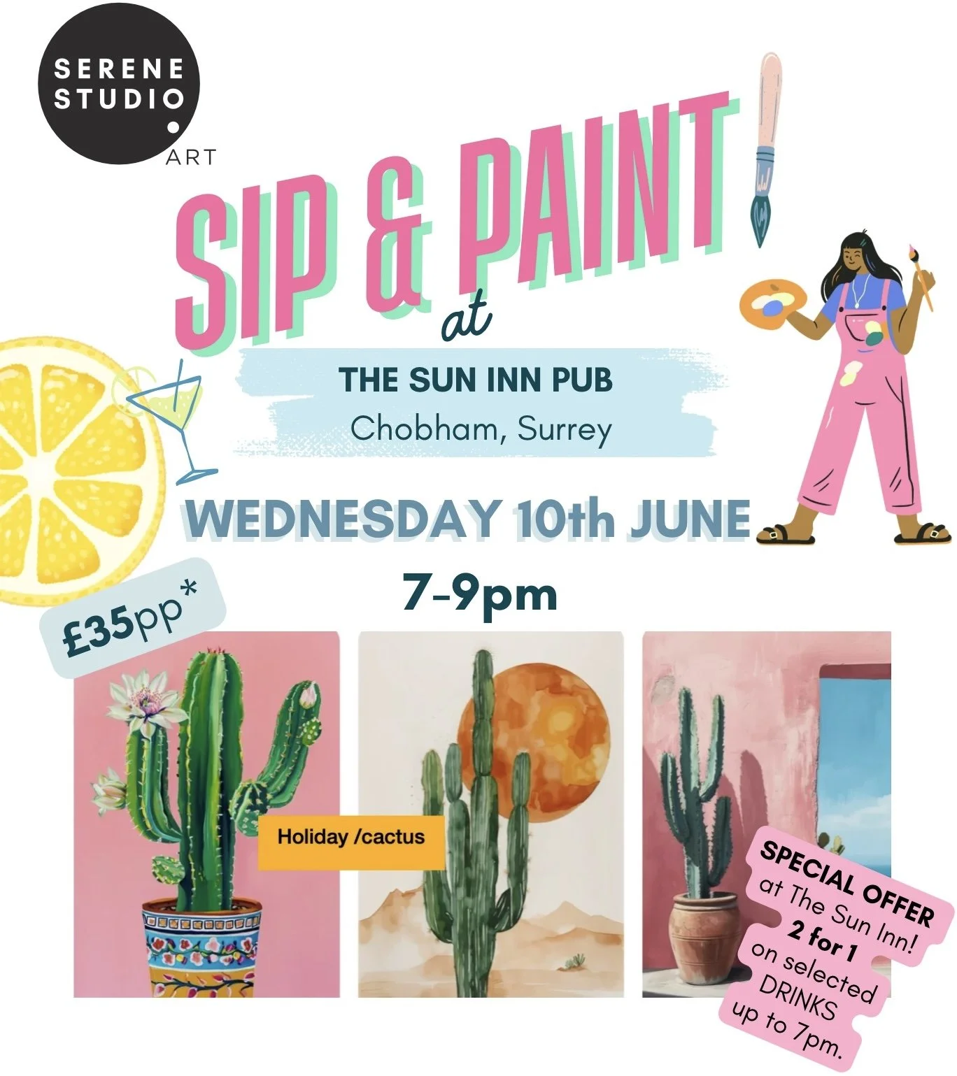 Sip & Paint - Wednesday 10th June  - Cactus  / Holiday vibes