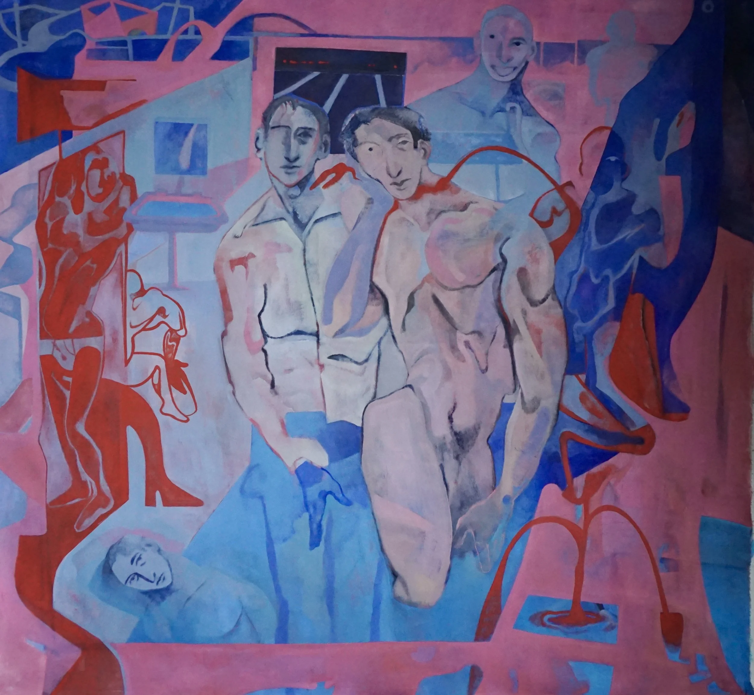 Bathroom Scene From Seven Months Prior (As Remembered), 6 x 6 ft, oil on canvas, 2026