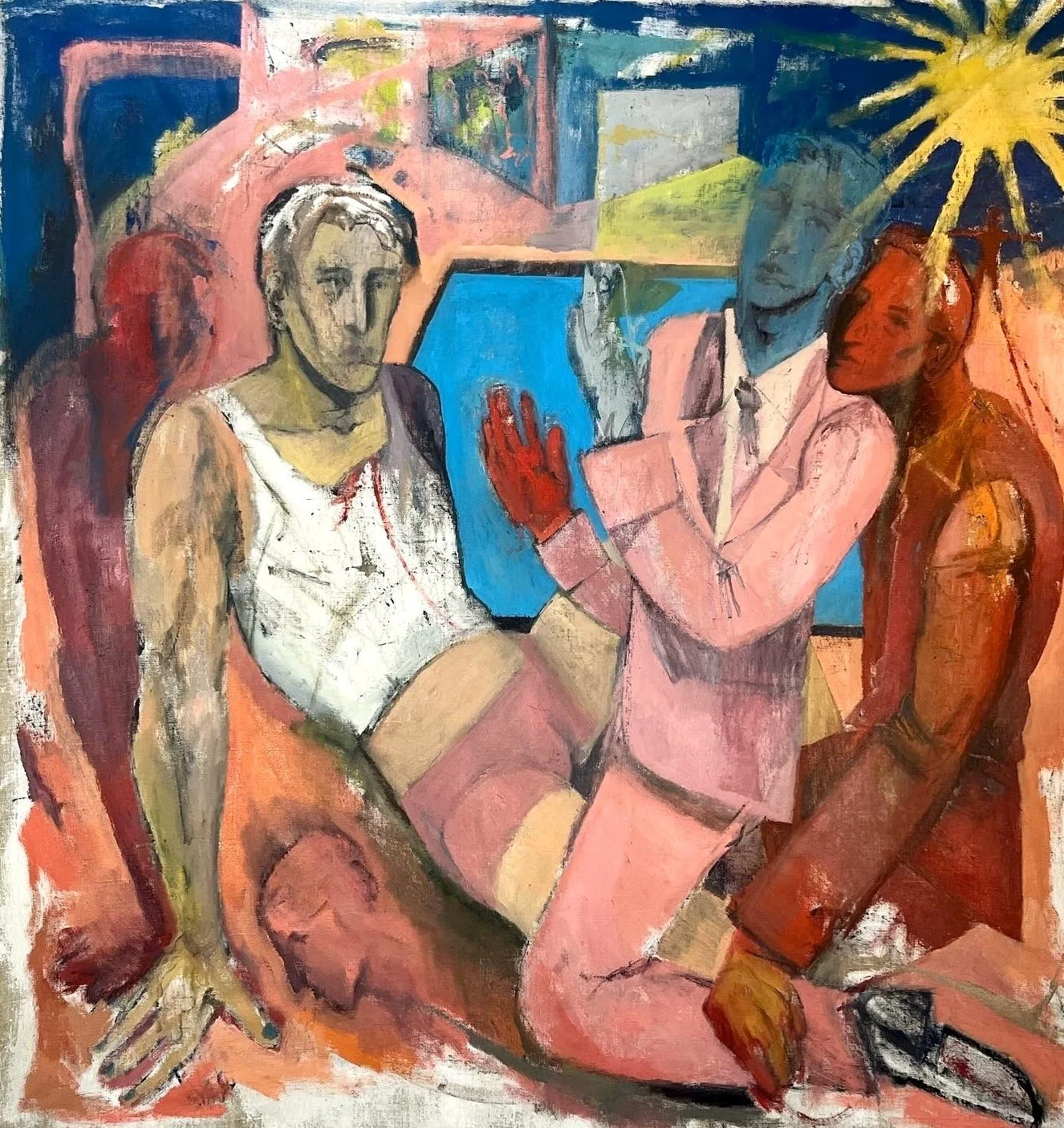 Getting Closer, Having a Terrible Time (Chlorinated), 5 x 4.5 ft, oil on linen, 2024