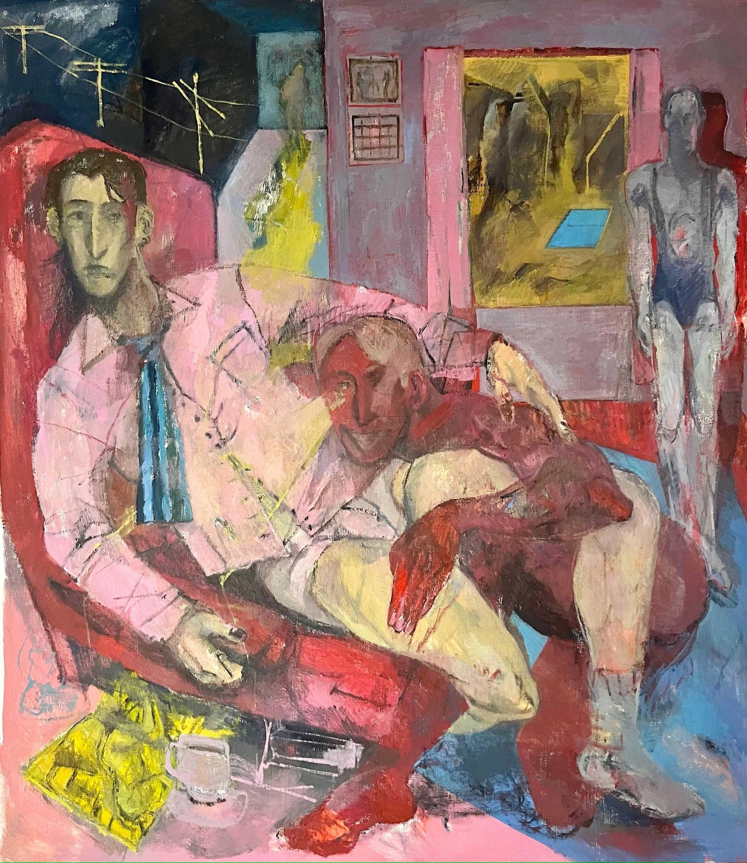 False Visitation (Your Very Own Hometown Motel Room), 4.5 x 4 ft, oil on linen, 2024