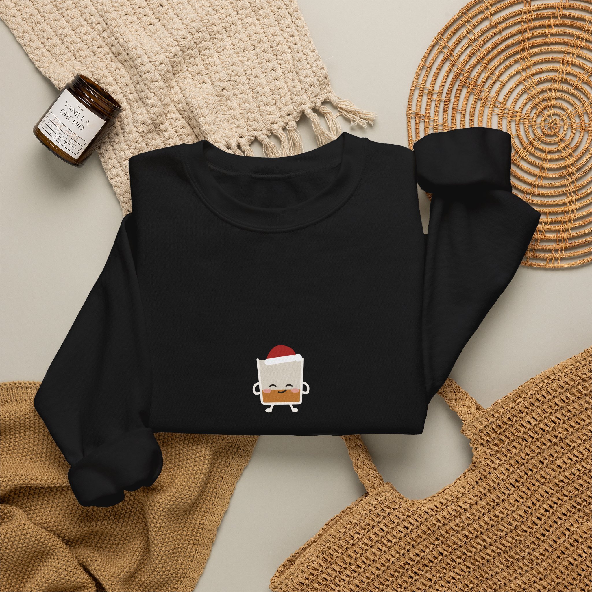 naughty. nice. neat. crewneck sweatshirt in Black, detail view