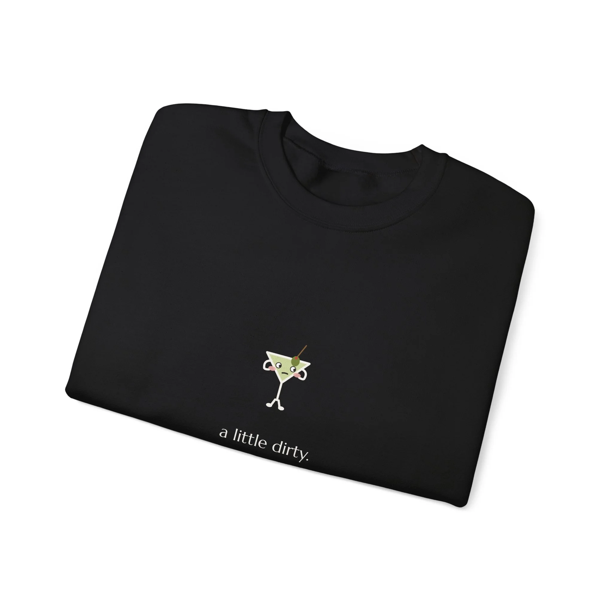 a little dirty. crewneck sweatshirt in Black, collar label view