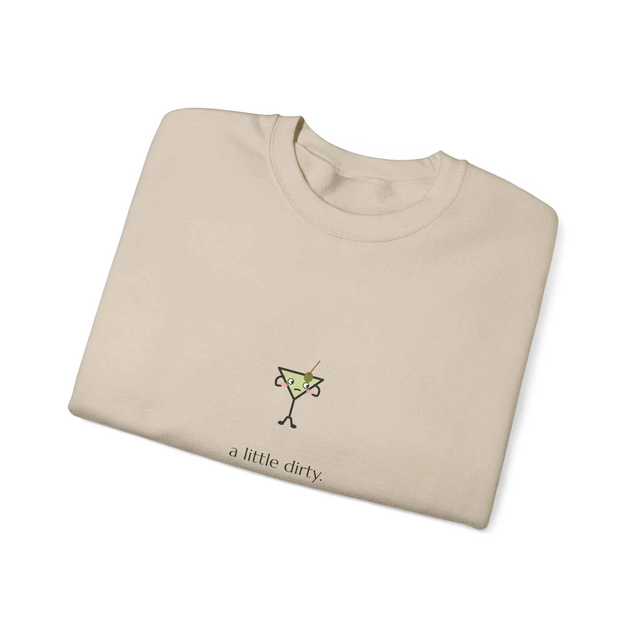 a little dirty. crewneck sweatshirt in Sand, collar label view