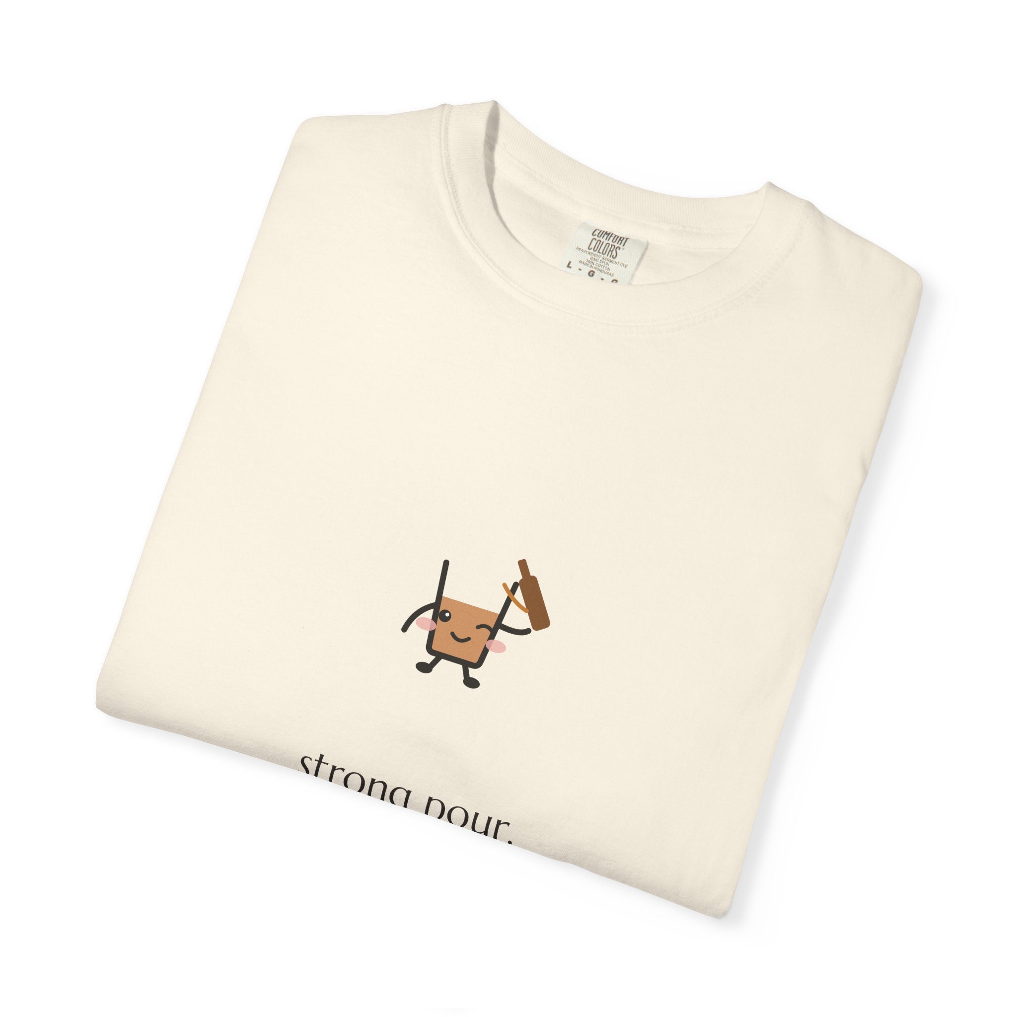 strong pour. weak boundaries. Comfort Colors tee in Ivory, detail view