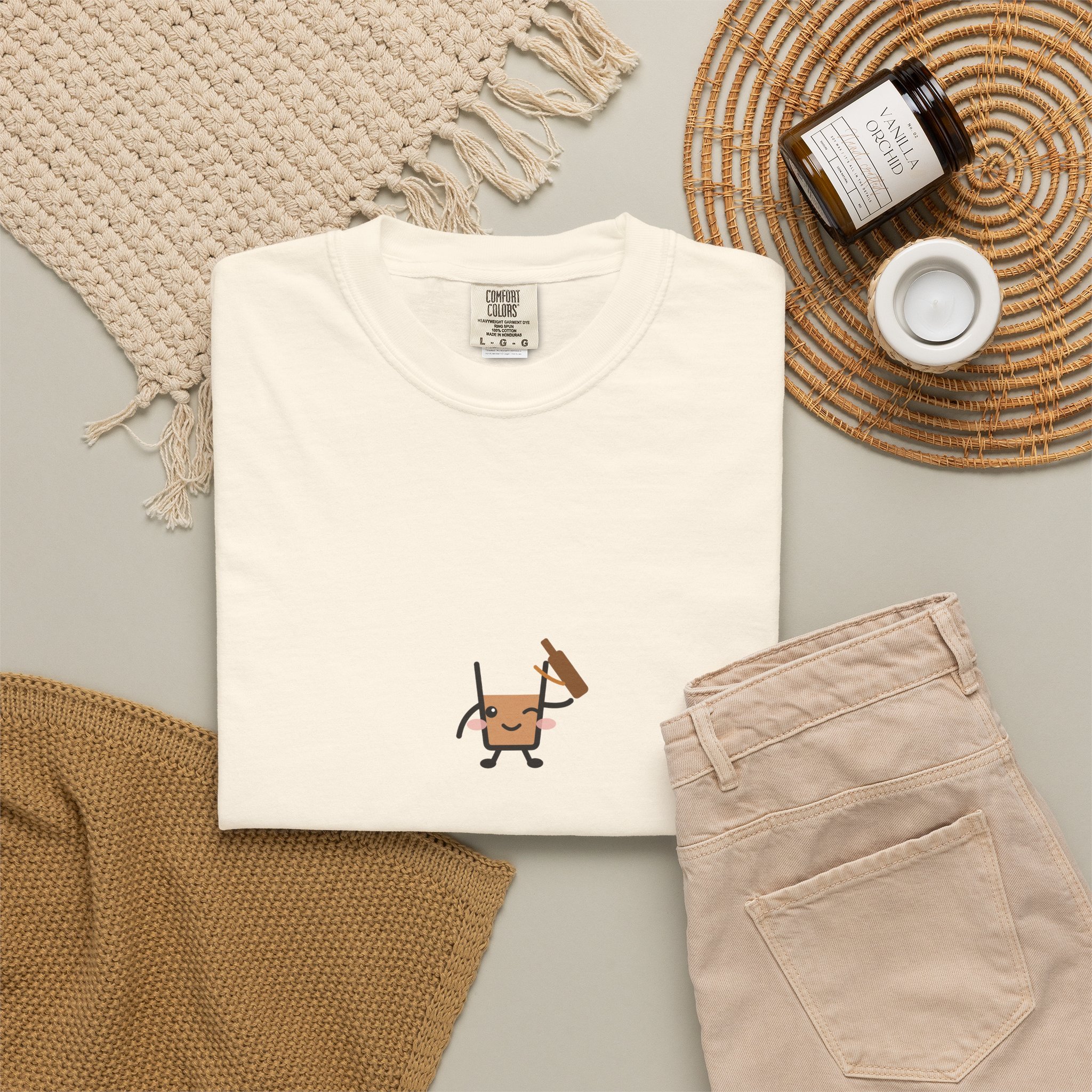 strong pour. weak boundaries. Comfort Colors tee in Ivory, detail view