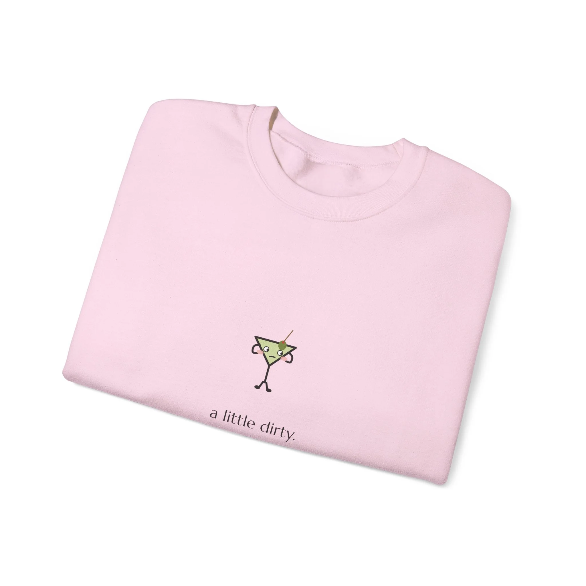 a little dirty. crewneck sweatshirt in Light Pink, collar label view