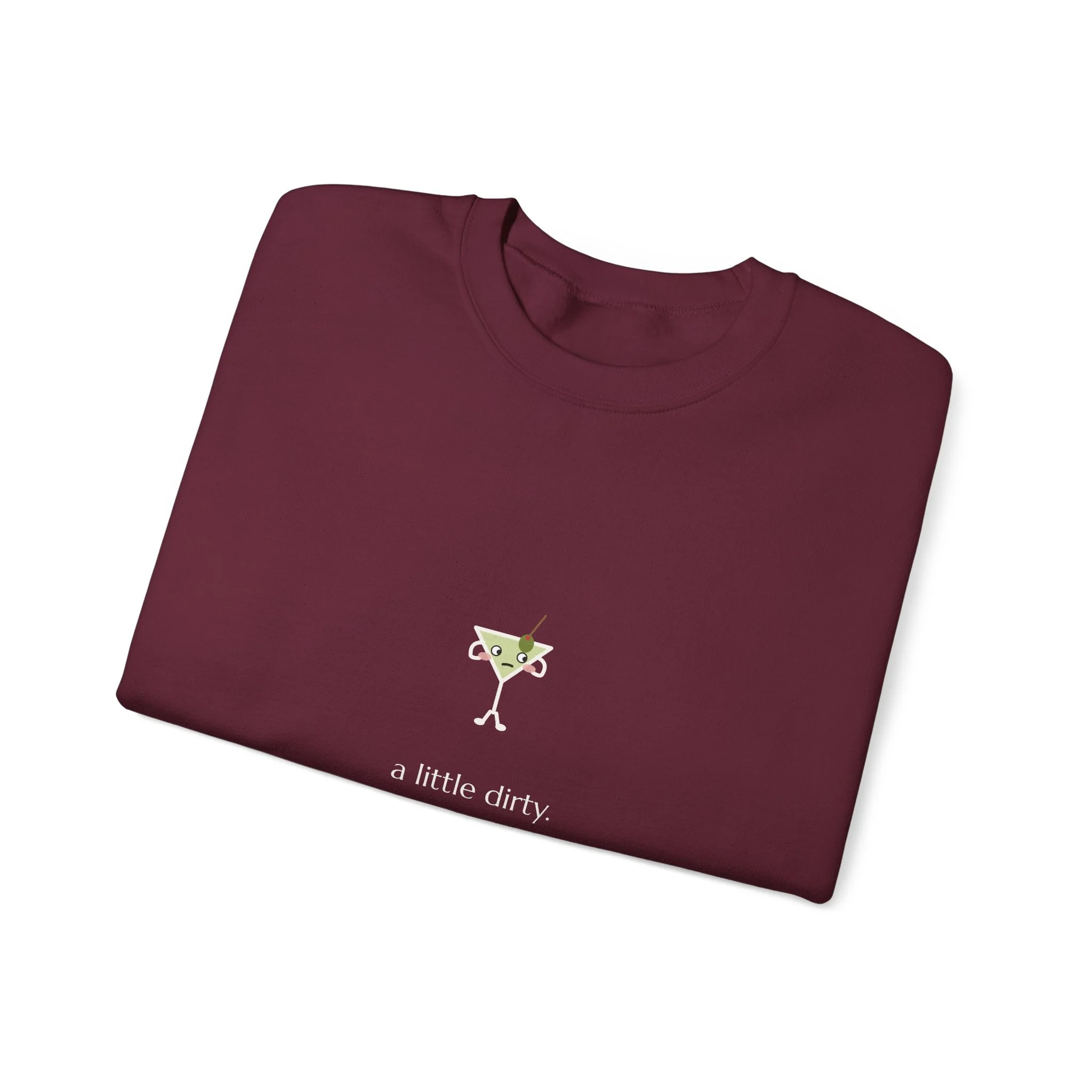 a little dirty. crewneck sweatshirt in Maroon, collar label view