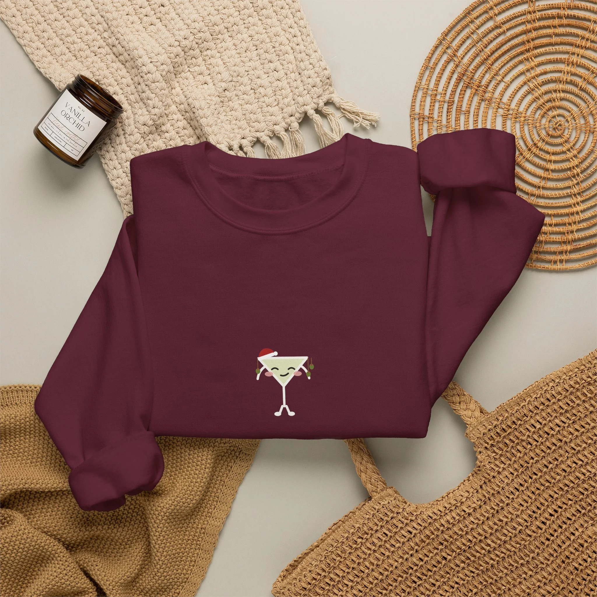 naughty, but well garnished. crewneck sweatshirt in Maroon, detail view