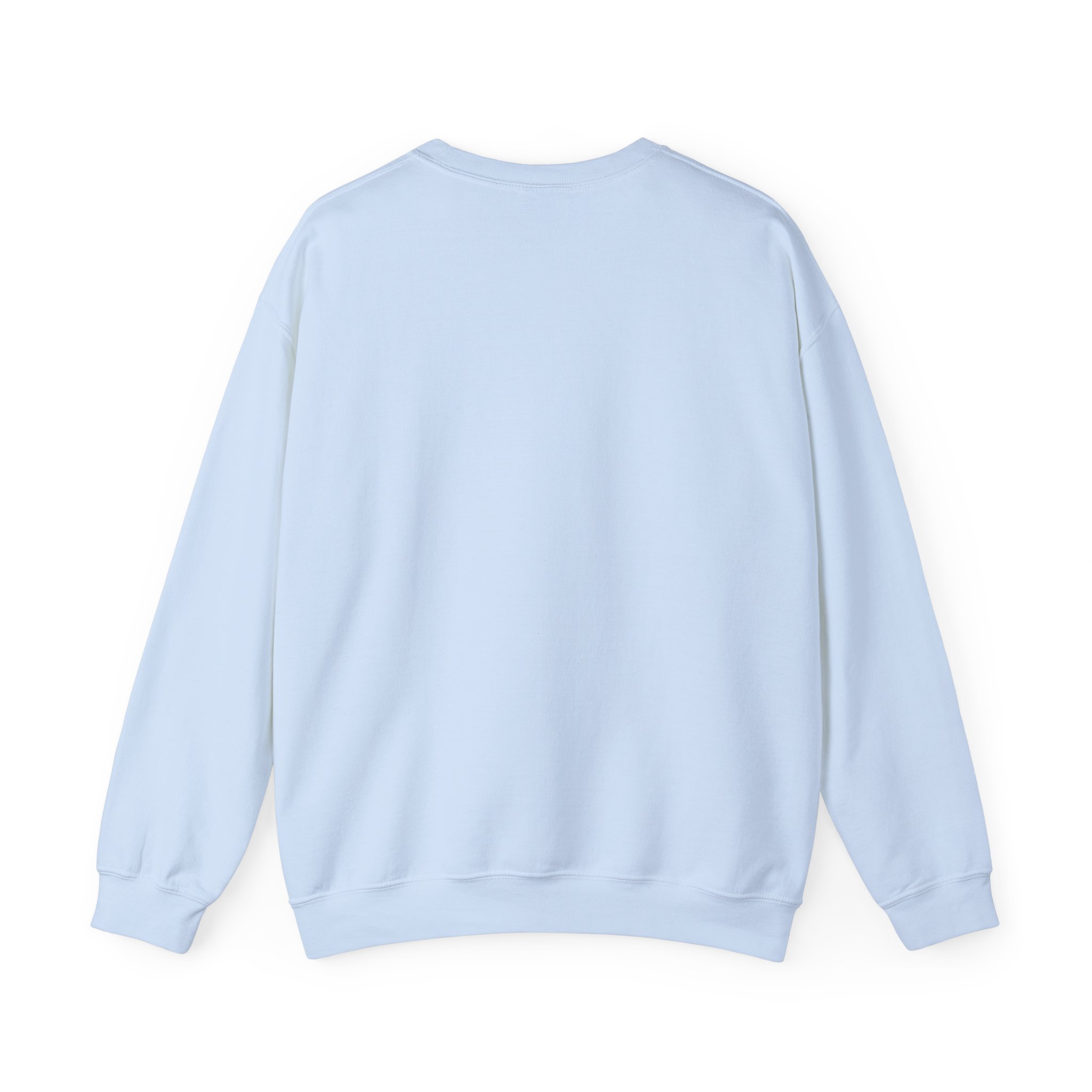 naughty, but well garnished. crewneck sweatshirt in Light Blue, back view