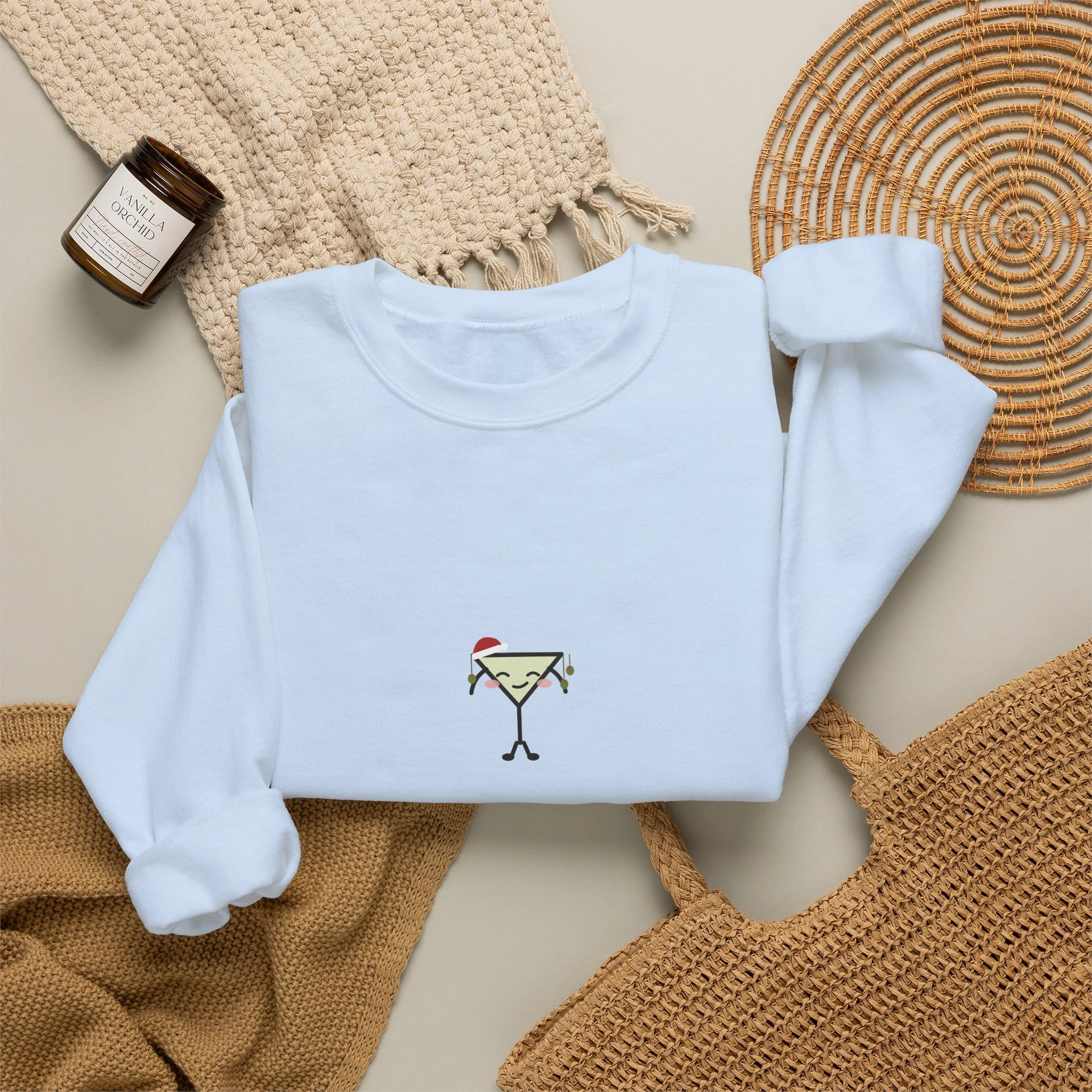 naughty, but well garnished. crewneck sweatshirt in Light Blue, detail view