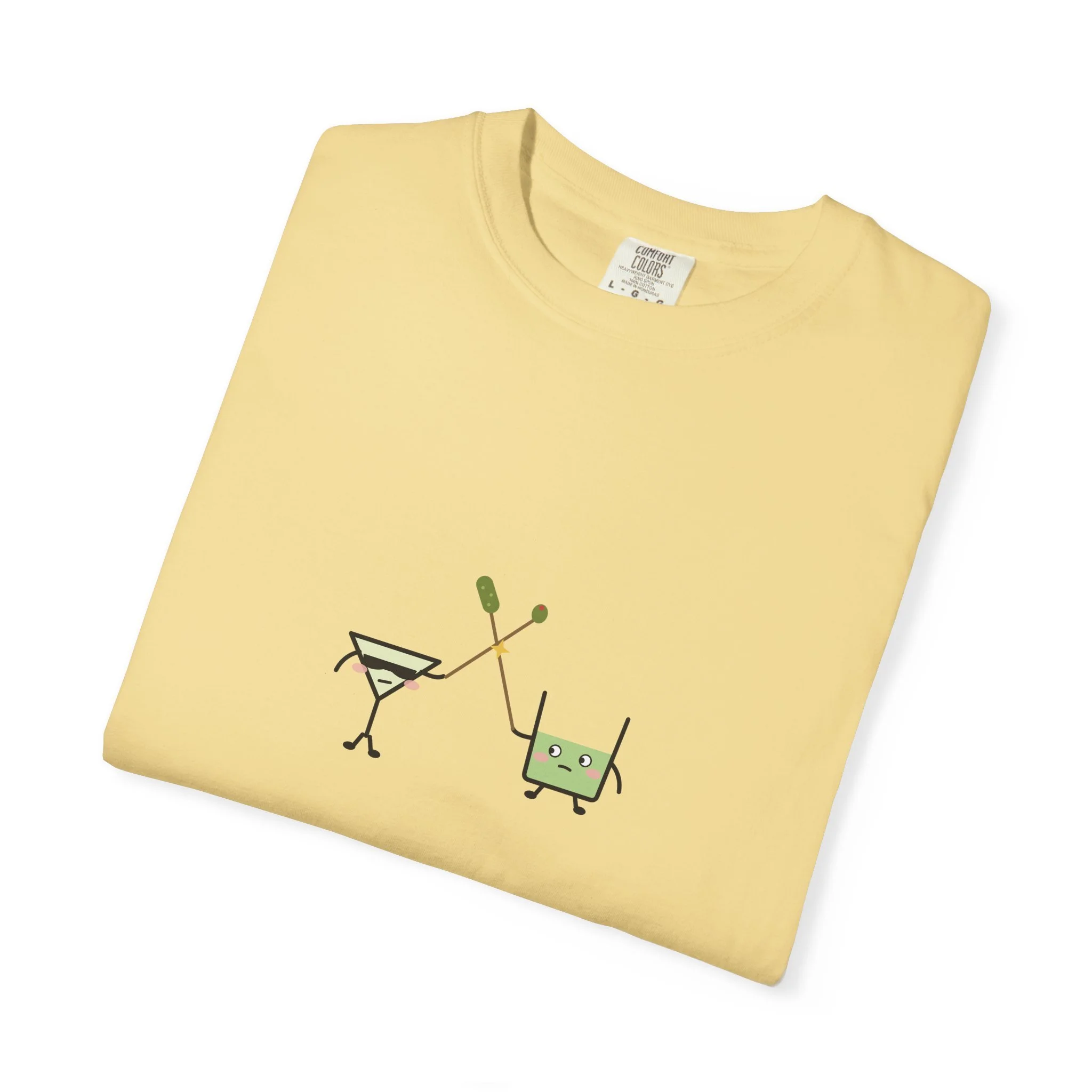 extra brine. extra violence. Comfort Colors tee in Butter, detail view