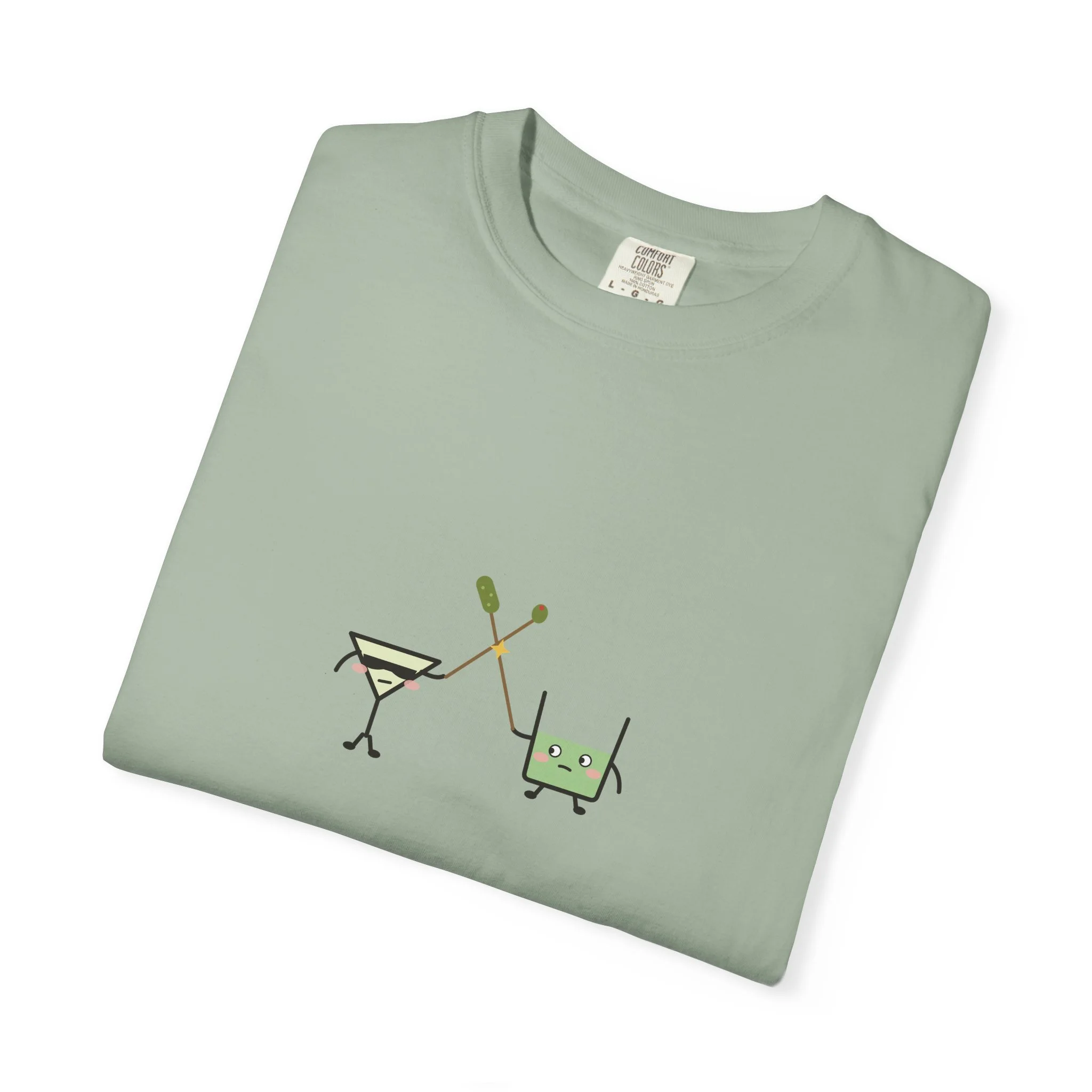 extra brine. extra violence. Comfort Colors tee in Bay, detail view