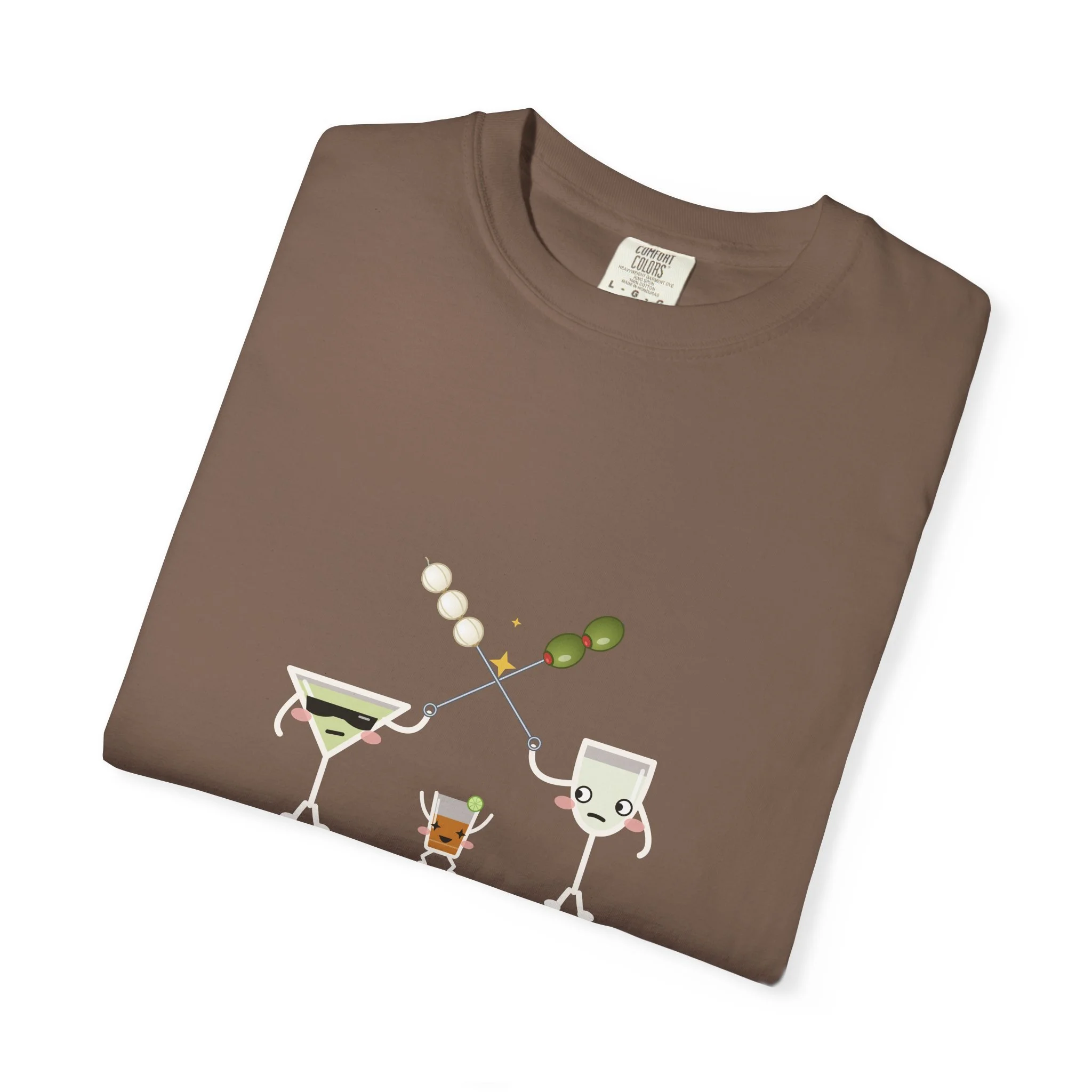 The Garnish War tee in Espresso, detail view