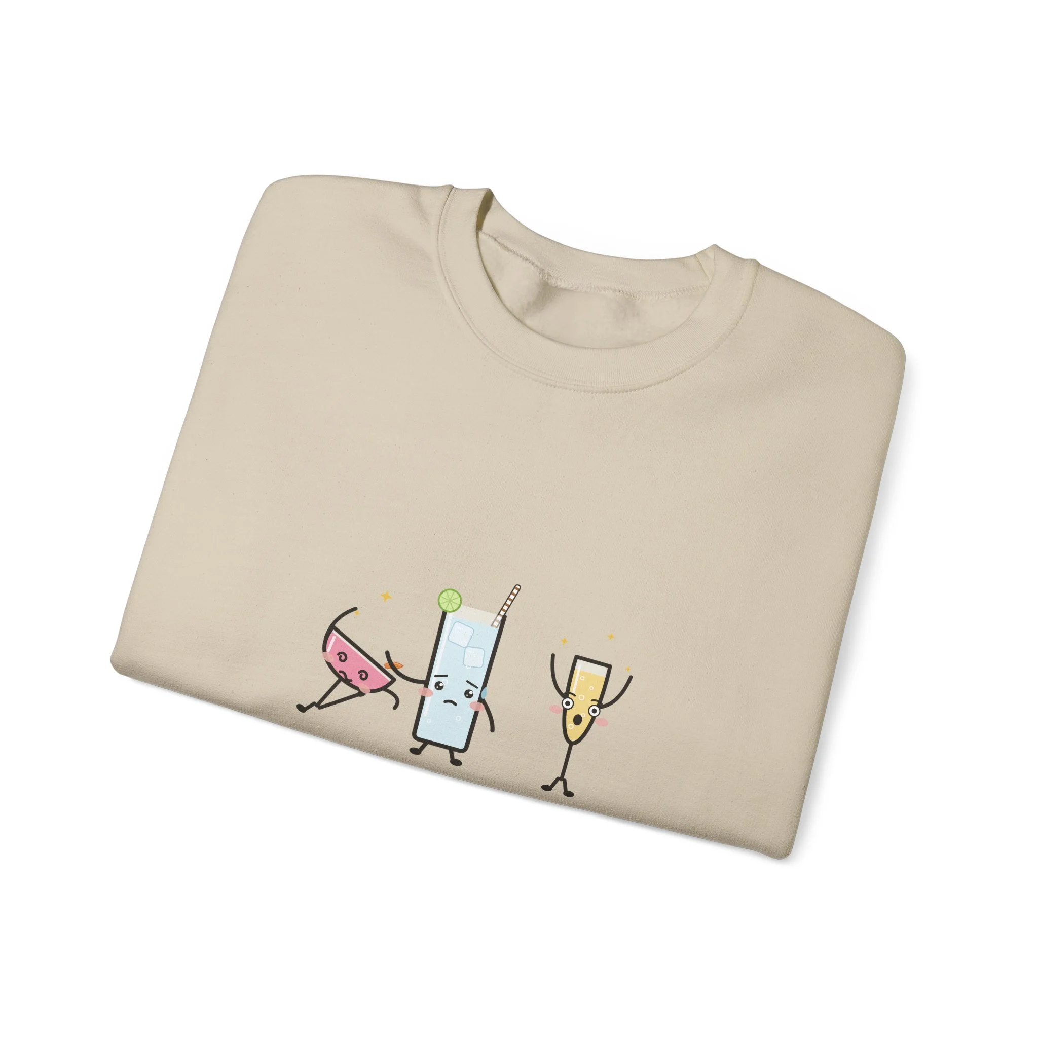 The Fainting Cosmo crewneck sweatshirt in Sand, collar label view