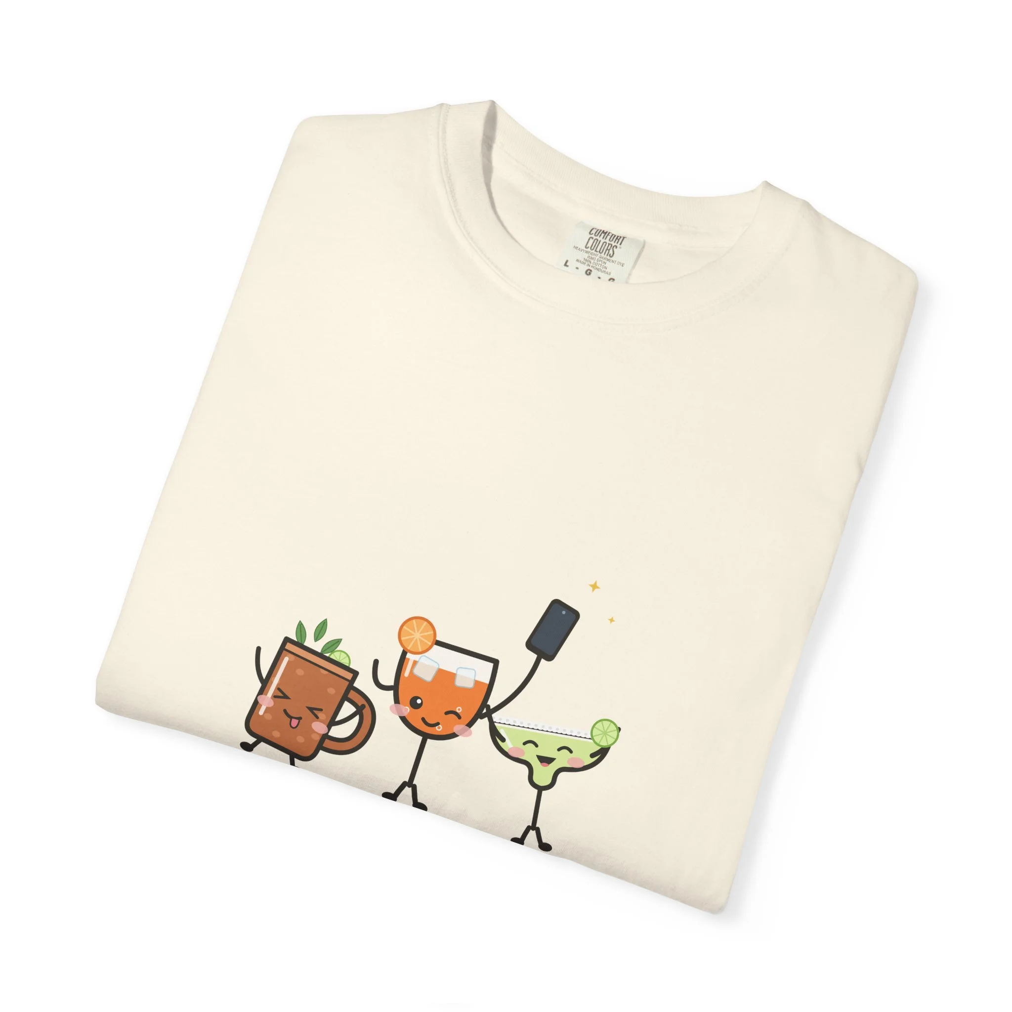 The Photo Round tee in Ivory, detail view