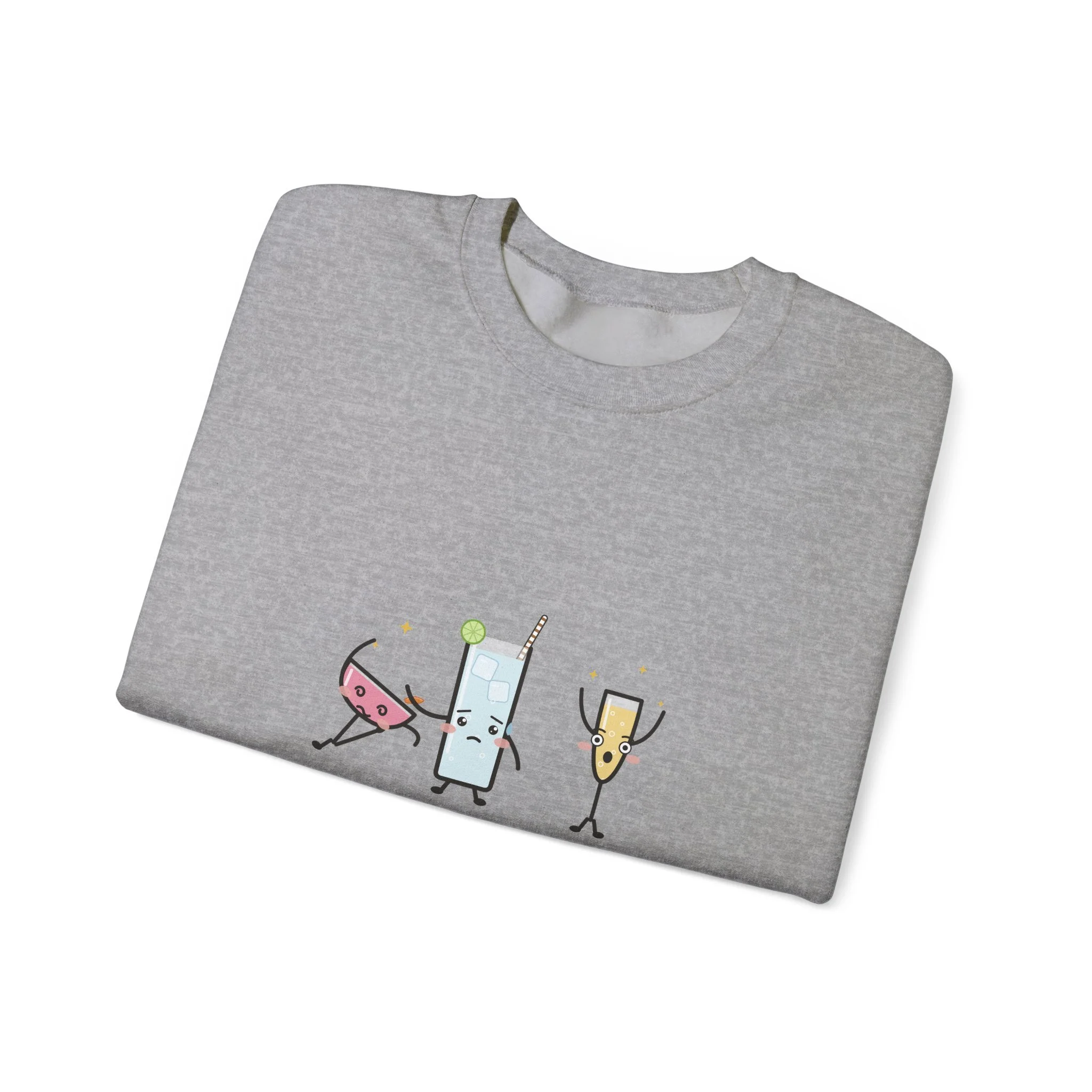 The Fainting Cosmo crewneck sweatshirt in Sport Grey, collar label view