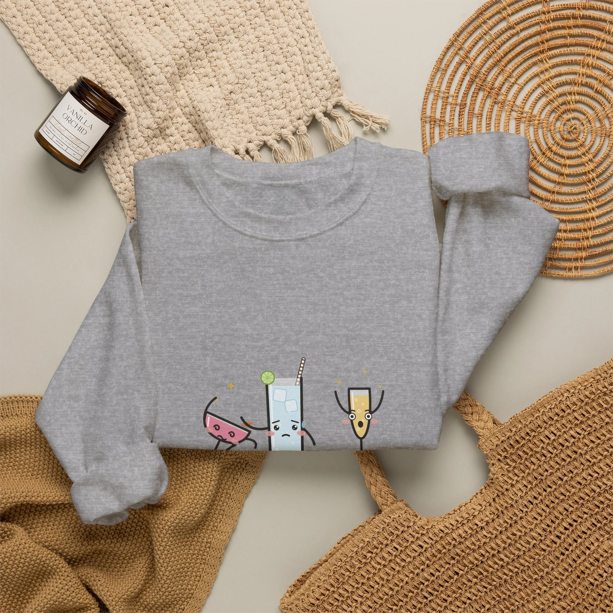 The Fainting Cosmo crewneck sweatshirt in Sport Grey, detail view