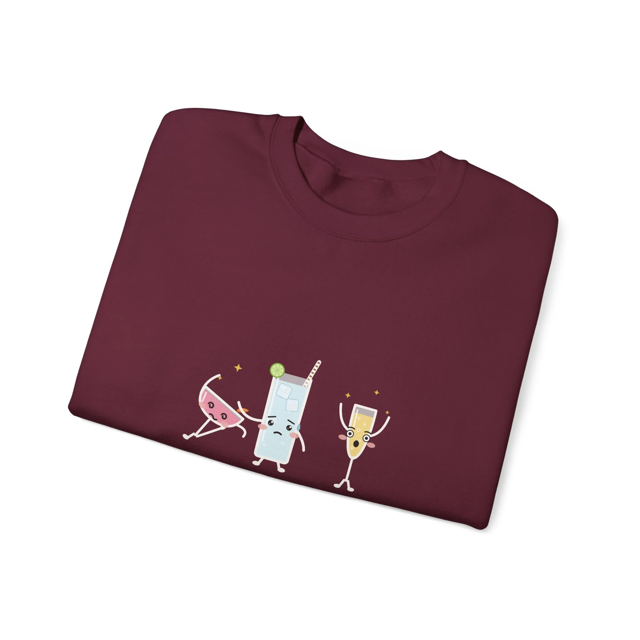 The Fainting Cosmo crewneck sweatshirt in Maroon, collar label view