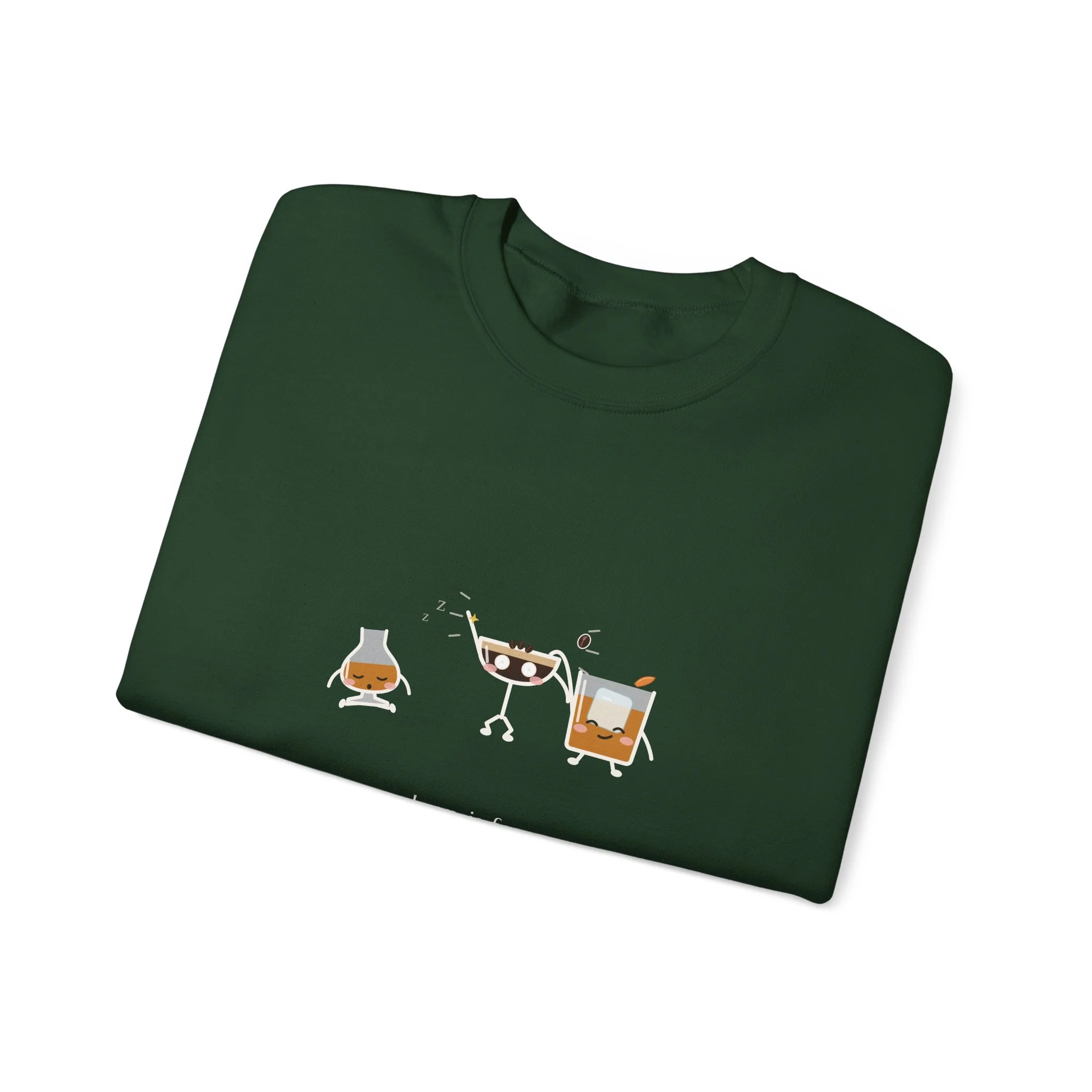 After Hours crewneck sweatshirt in Forest Green, collar label view
