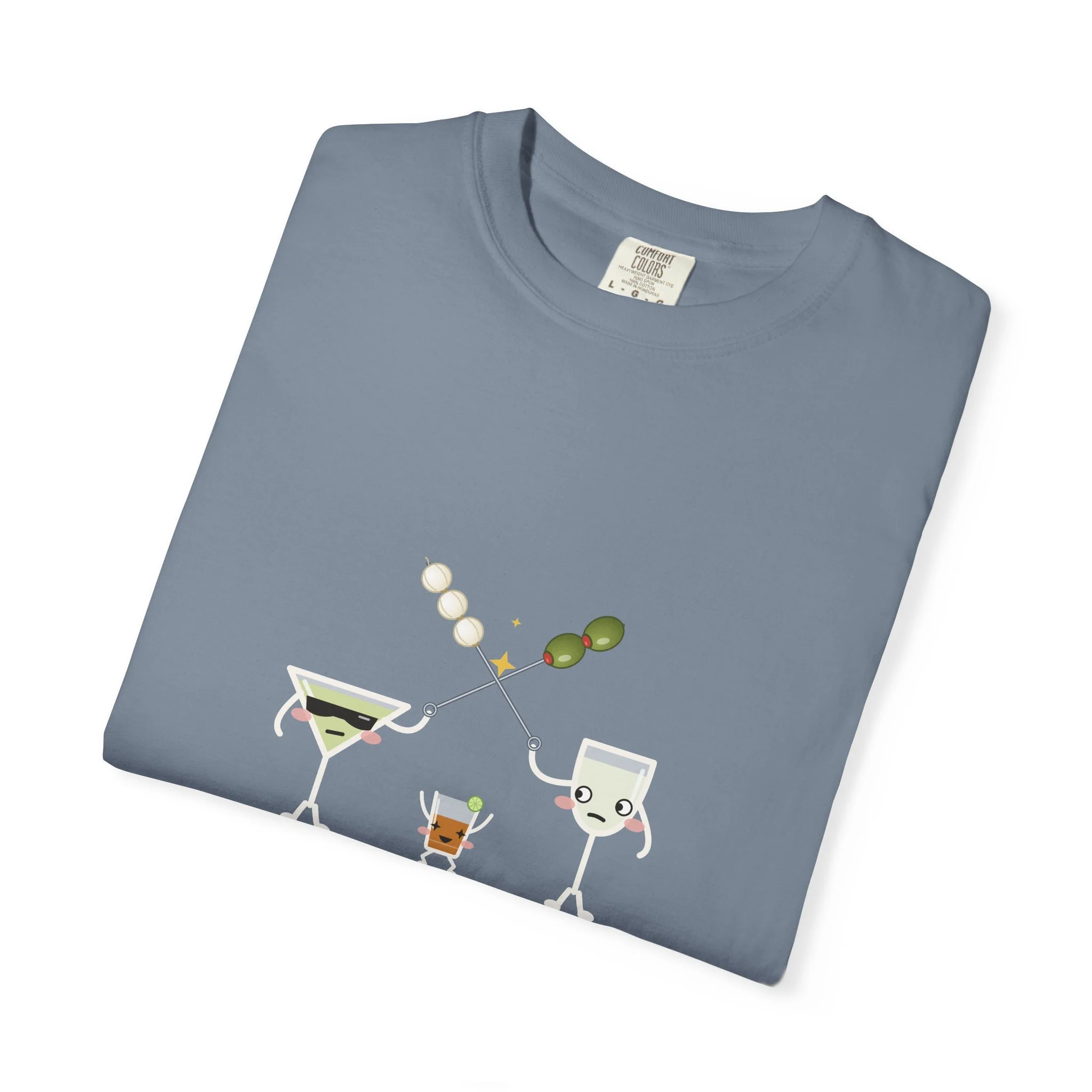 The Garnish War tee in Blue Jean, detail view