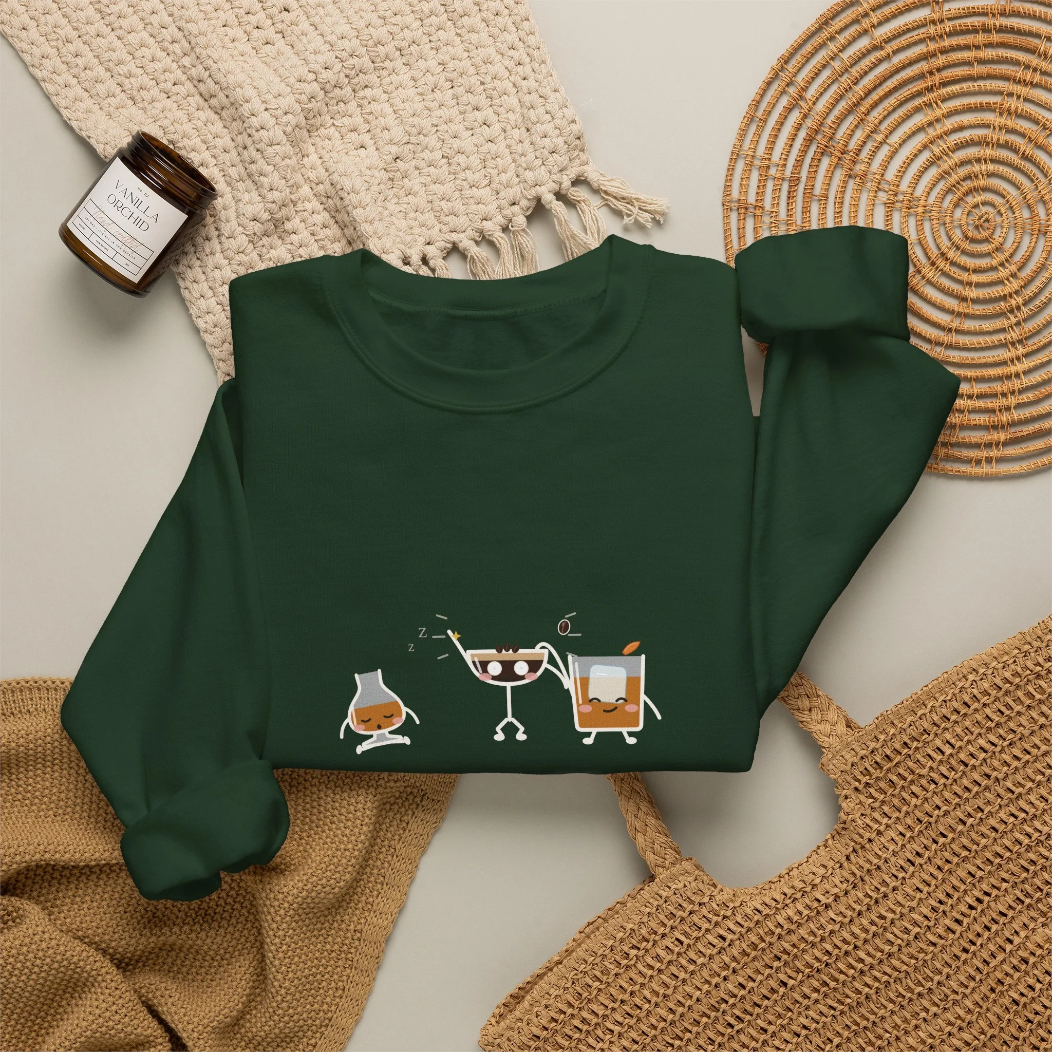 After Hours crewneck sweatshirt in Forest Green, detail view