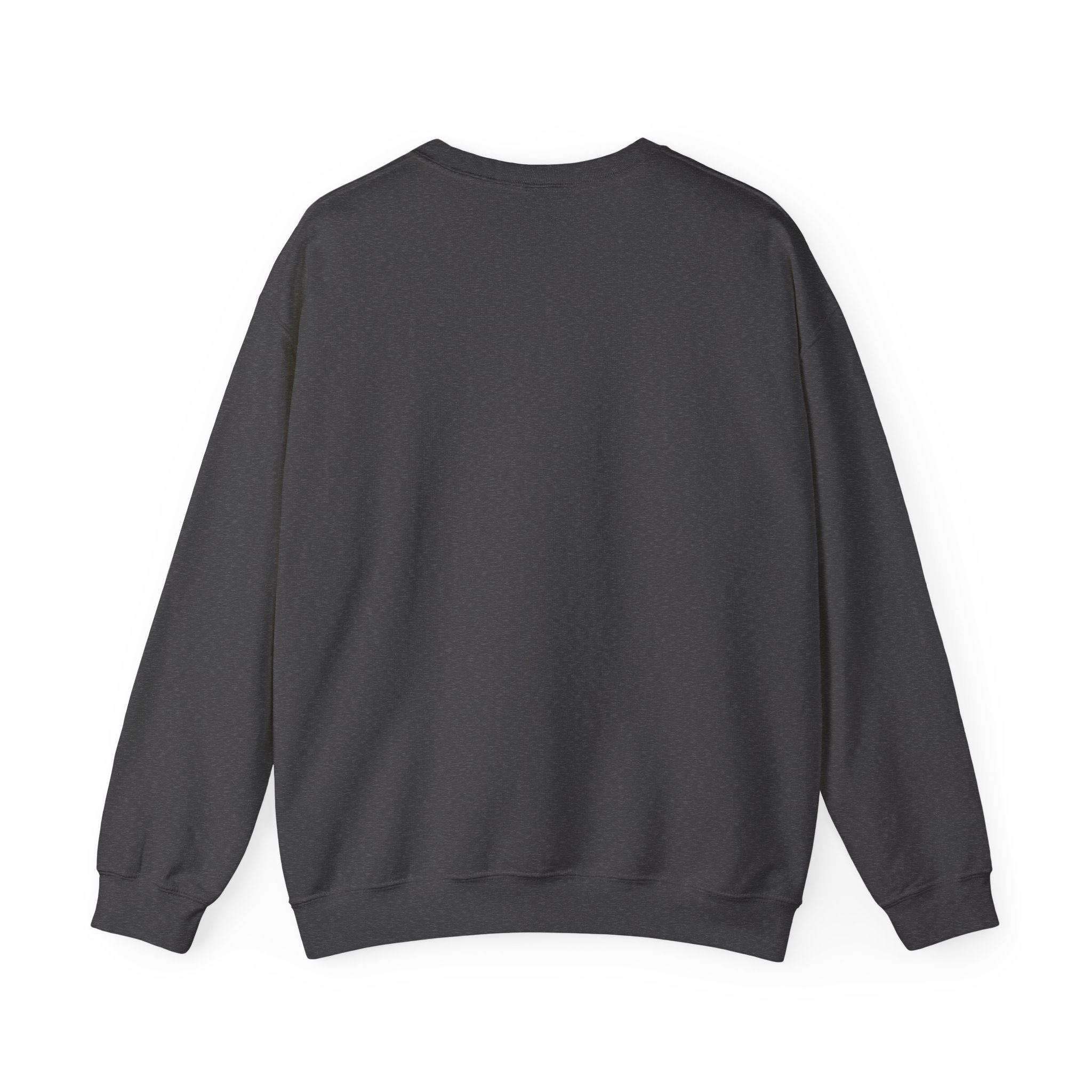 The Fainting Cosmo crewneck sweatshirt in Dark Heather, back view